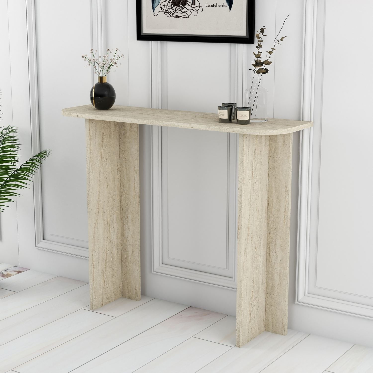 Masa de machiaj Modena, 105 x 85 x 30 cm, travertin, PAL melaminat, capacitate 10 kg — imaginea 6