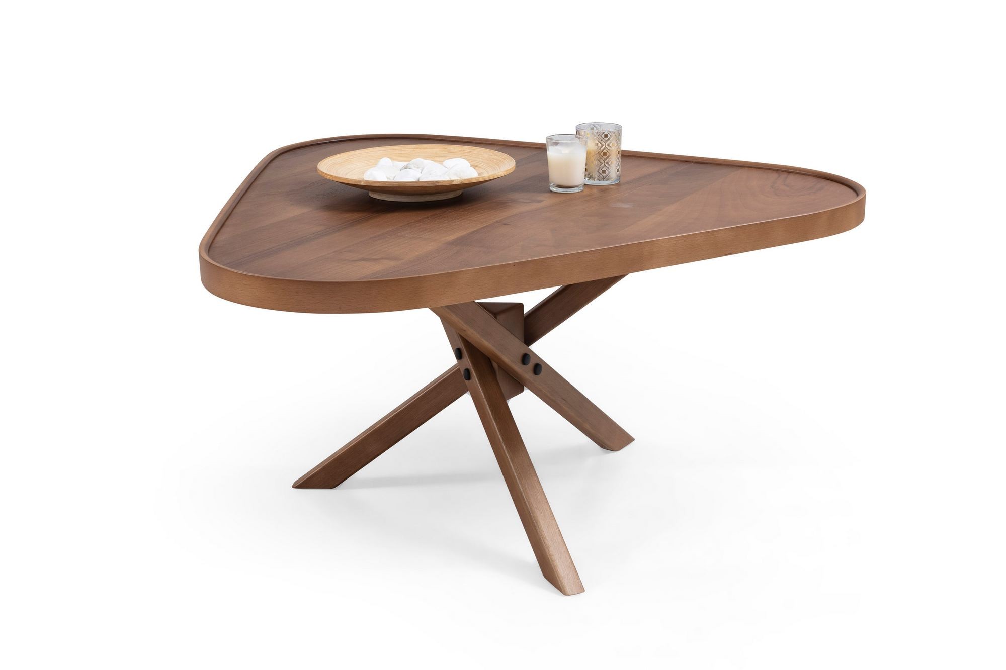 Masa de cafea Oscar Ucgen 95, 95 x 48 x 95 cm, nuc, MDF, design compact — imaginea 2