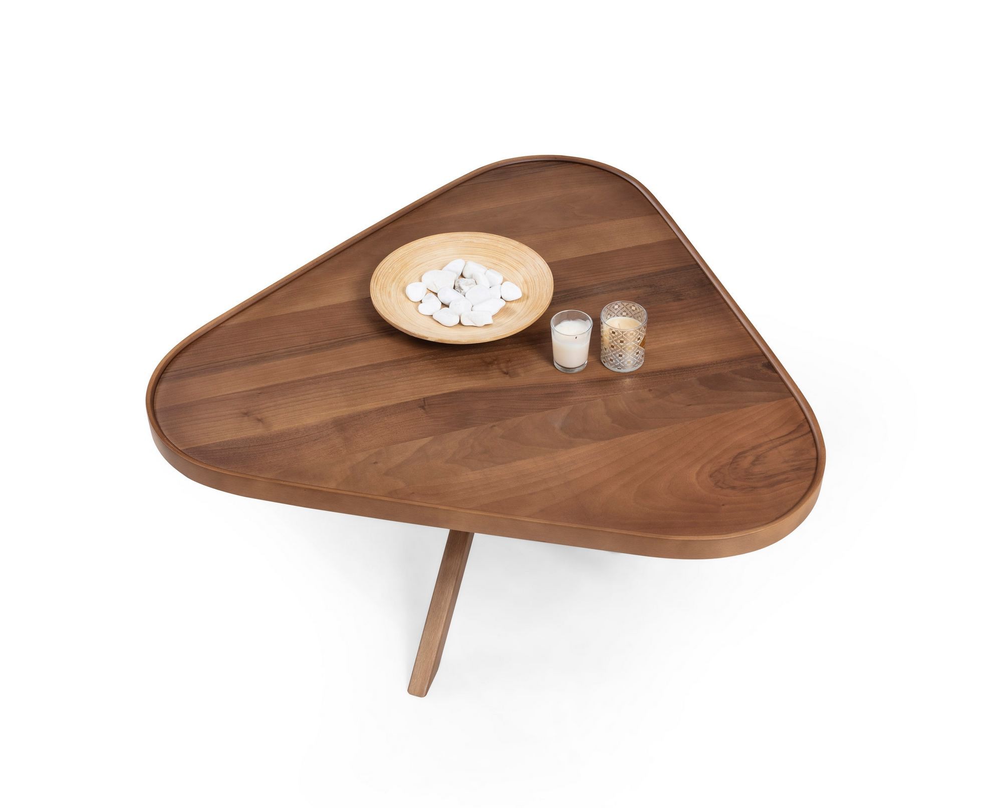 Masa de cafea Oscar Ucgen 95, 95 x 48 x 95 cm, nuc, MDF, design compact — imaginea 3