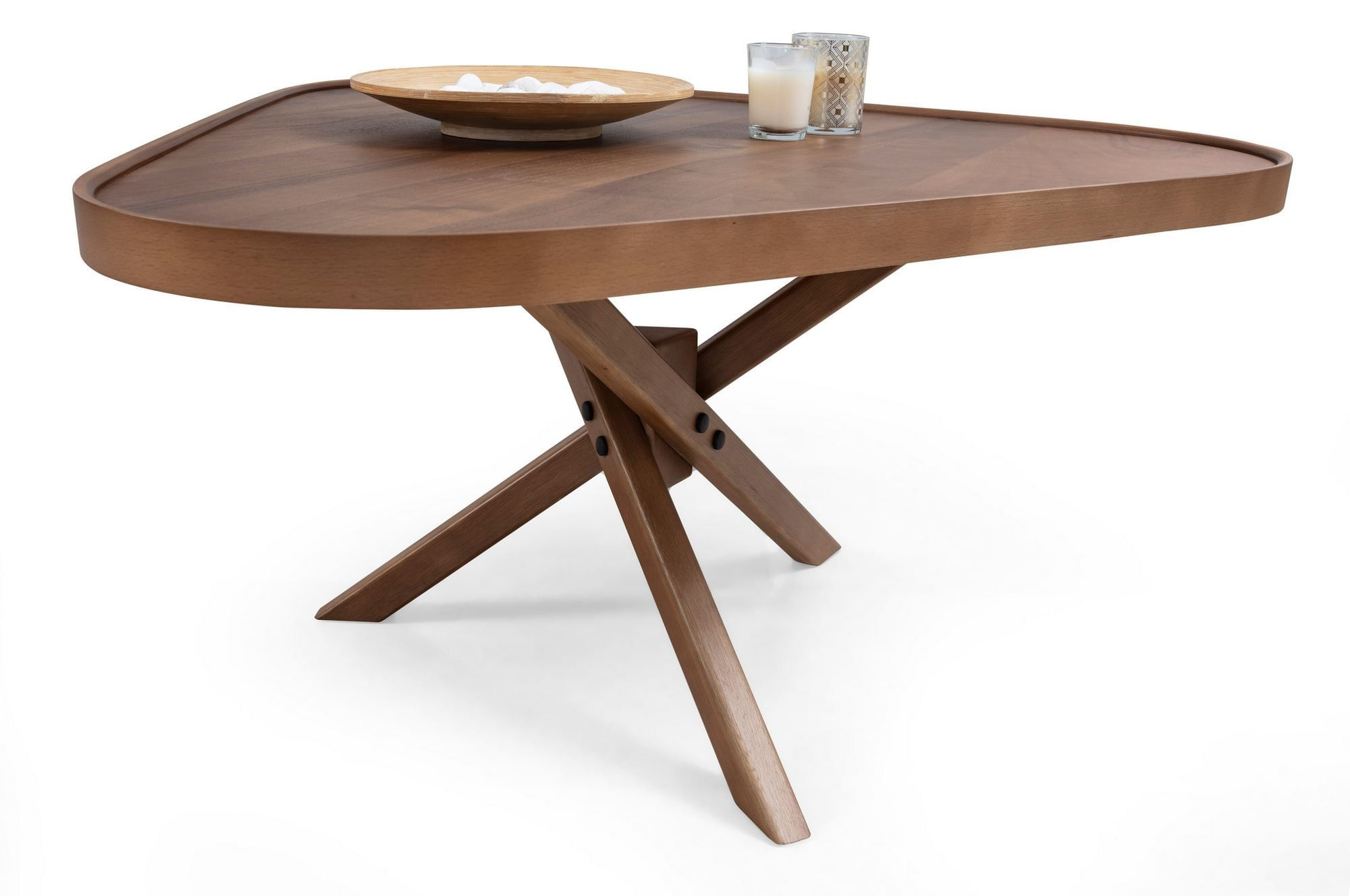 Masa de cafea Oscar Ucgen 95, 95 x 48 x 95 cm, nuc, MDF, design compact — imaginea 4