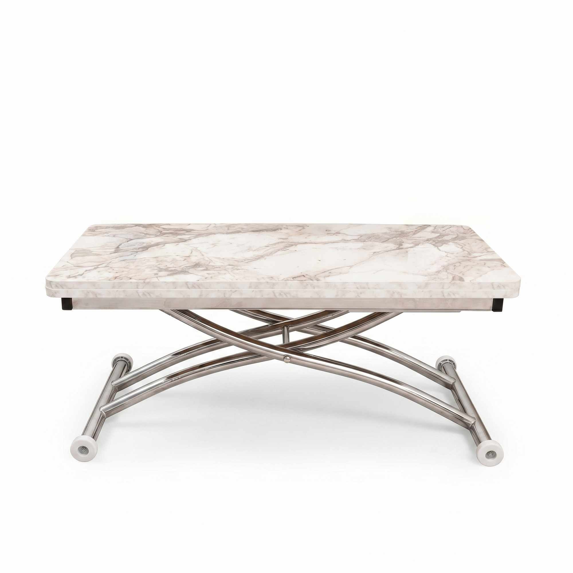 Masa de cafea Mini Juppo Ext, alb marmura crom, MDF, capacitate 125 kg, alb marble / crom — imaginea 4