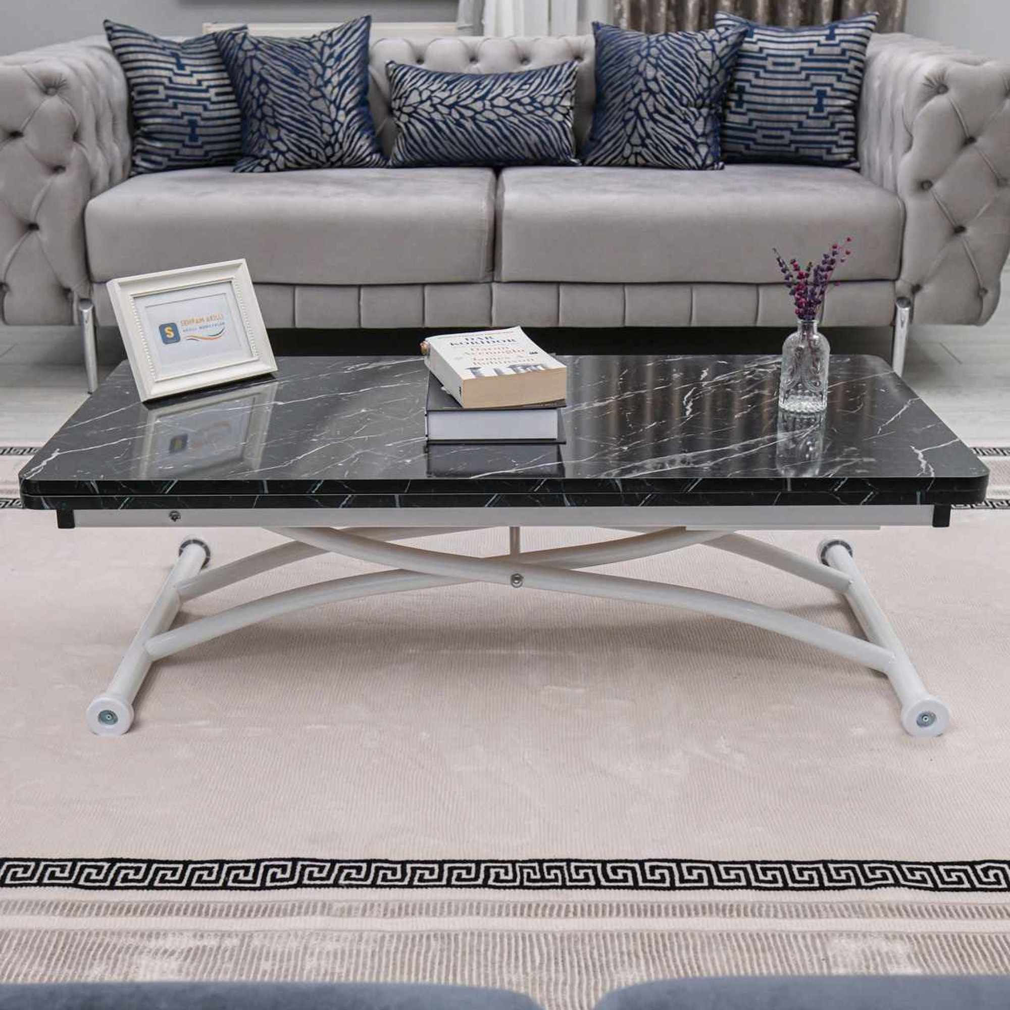Masa de cafea Juppo Ext, negru marmura alb, MDF, capacitate 125 kg, negru marble / alb — imaginea 6