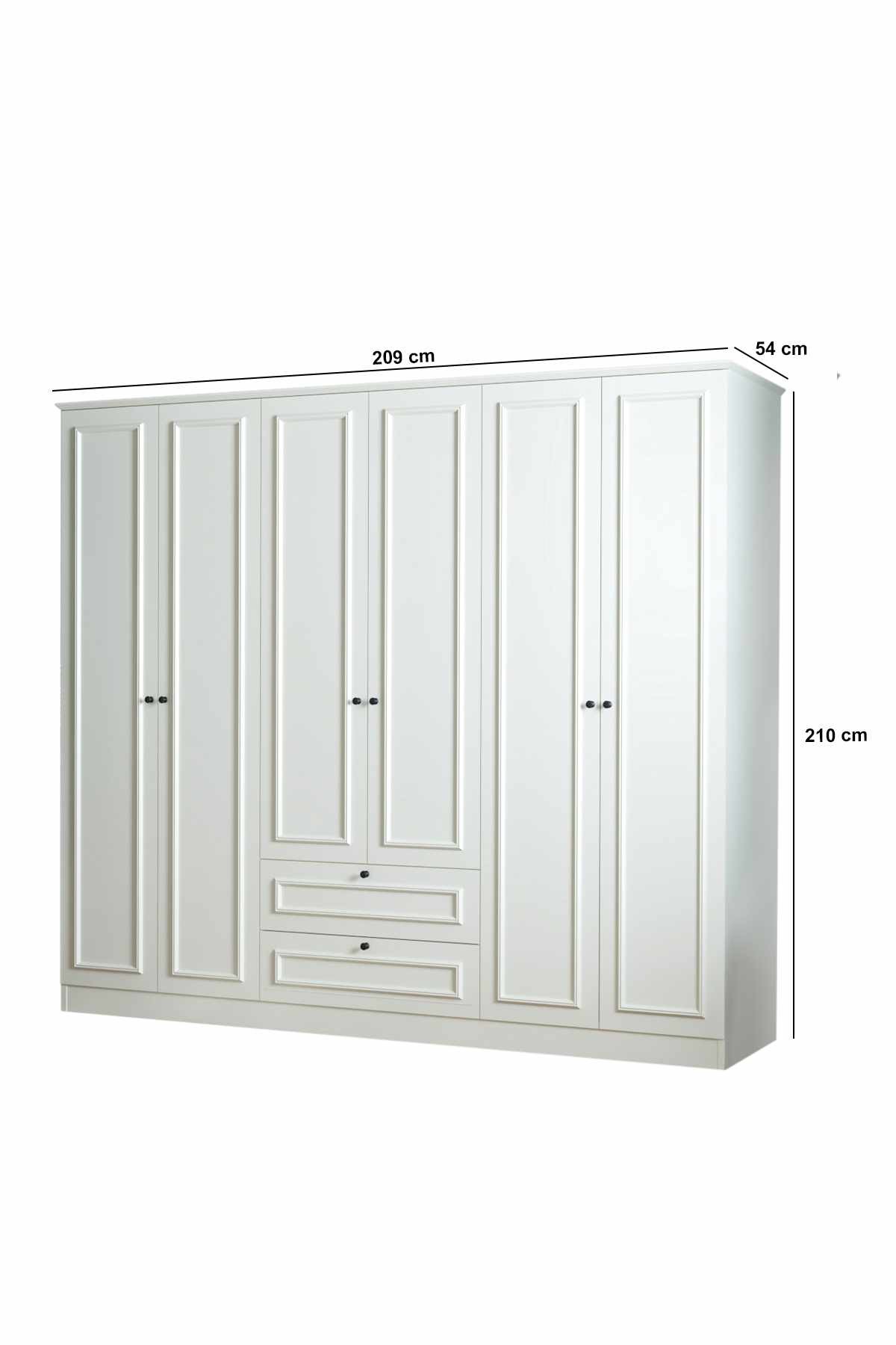Dulap haine Mira 6 210, 209 x 210 x 54 cm, alb, PAL melaminat, organizare haine — imaginea 4