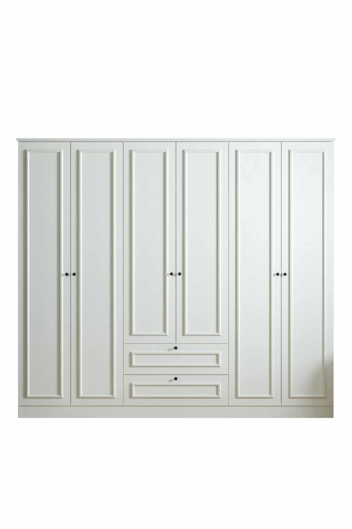 Dulap haine Mira 6 210, 209 x 210 x 54 cm, alb, PAL melaminat, organizare haine — imaginea 5