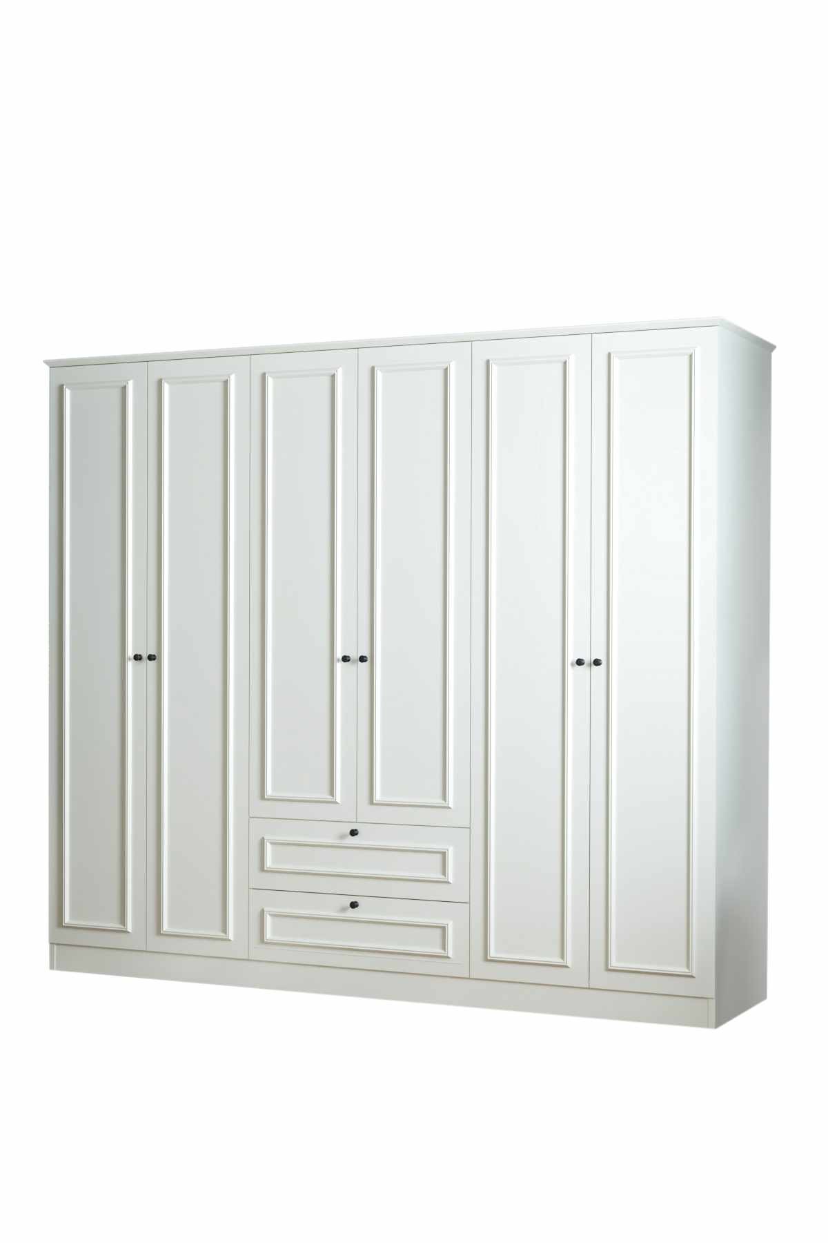 Dulap haine Mira 6 210, 209 x 210 x 54 cm, alb, PAL melaminat, organizare haine — imaginea 7