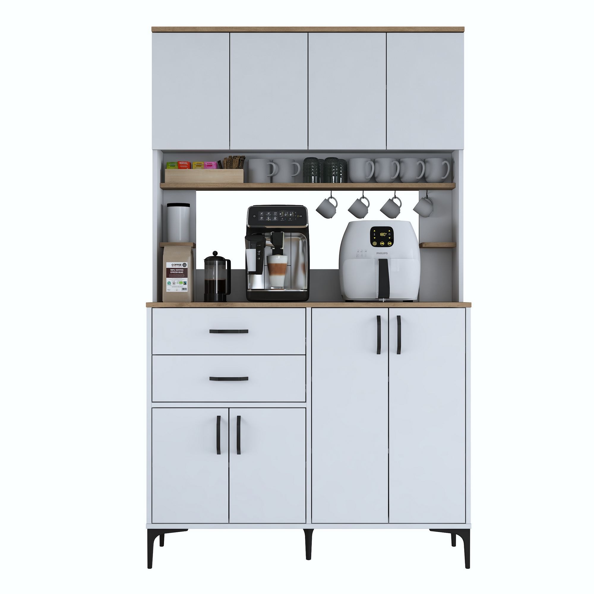 Dulap JE212, 120 x 204,2 x 45 cm, alb nuc, PAL, spatiu de depozitare, fixare pe perete — imaginea 2