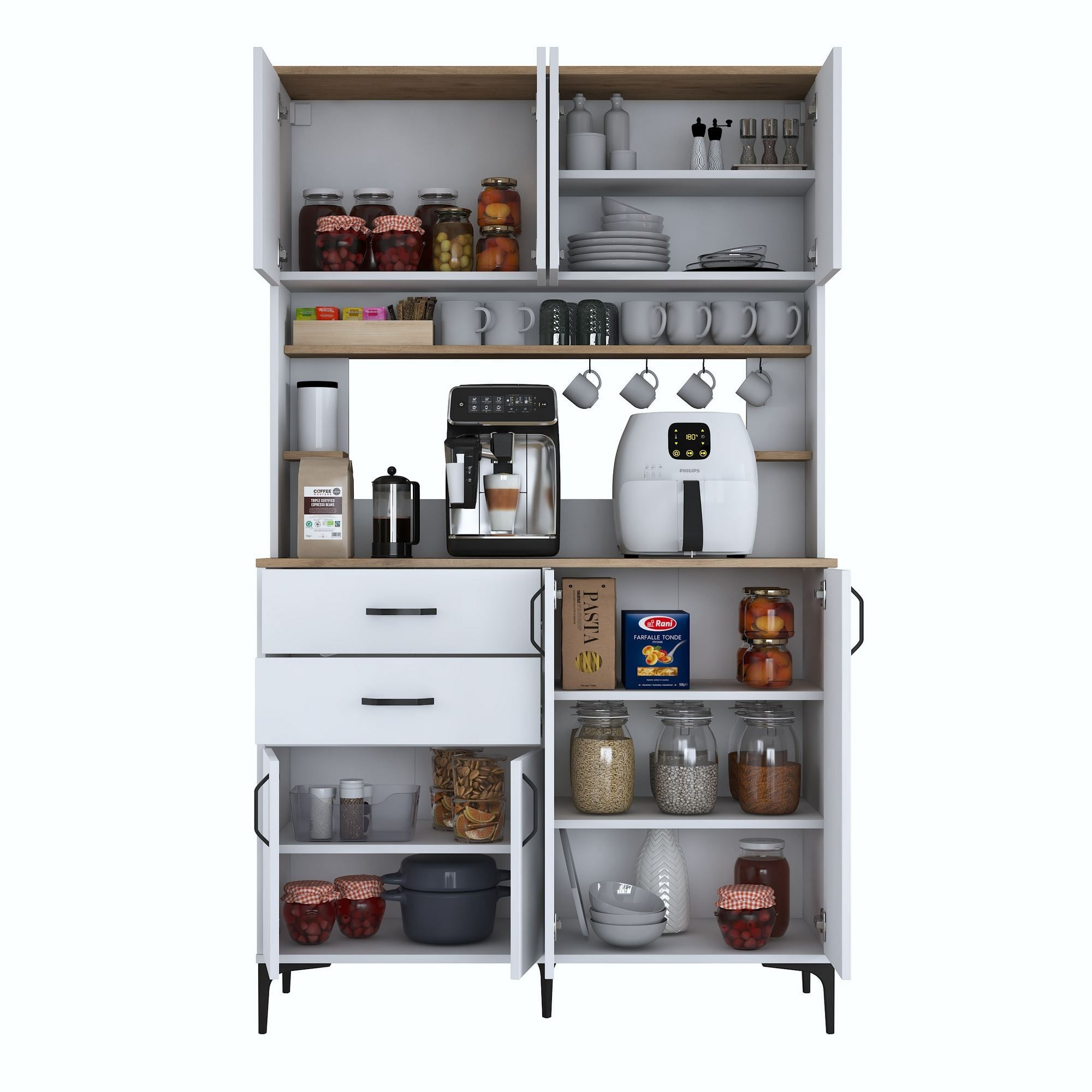 Dulap JE212, 120 x 204,2 x 45 cm, alb nuc, PAL, spatiu de depozitare, fixare pe perete — imaginea 3