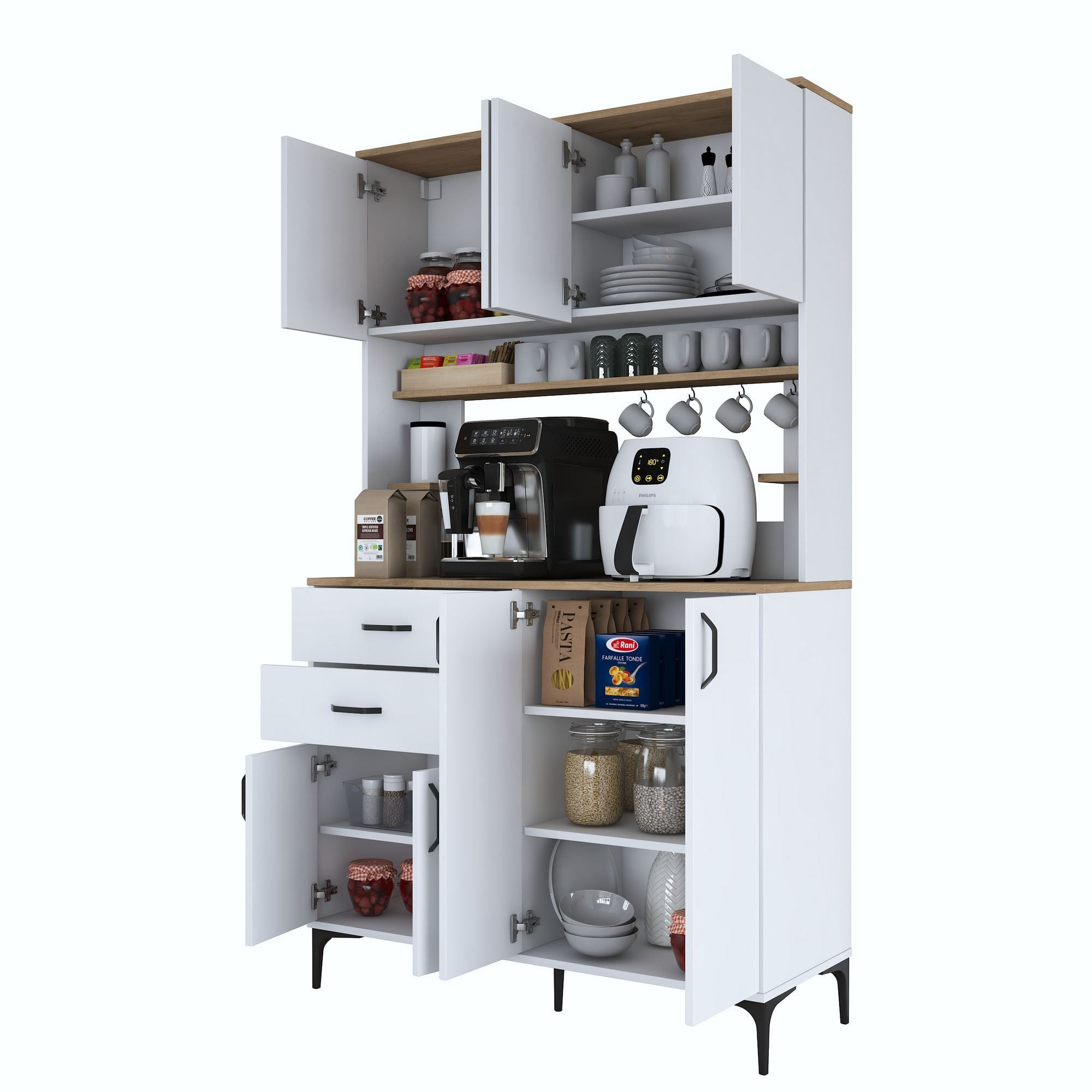 Dulap JE212, 120 x 204,2 x 45 cm, alb nuc, PAL, spatiu de depozitare, fixare pe perete — imaginea 7