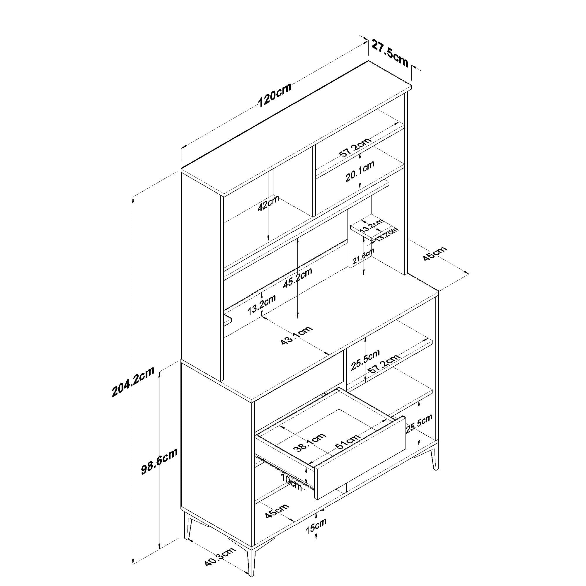 Dulap JE212, 120 x 204,2 x 45 cm, alb nuc, PAL, spatiu de depozitare, fixare pe perete — imaginea 9