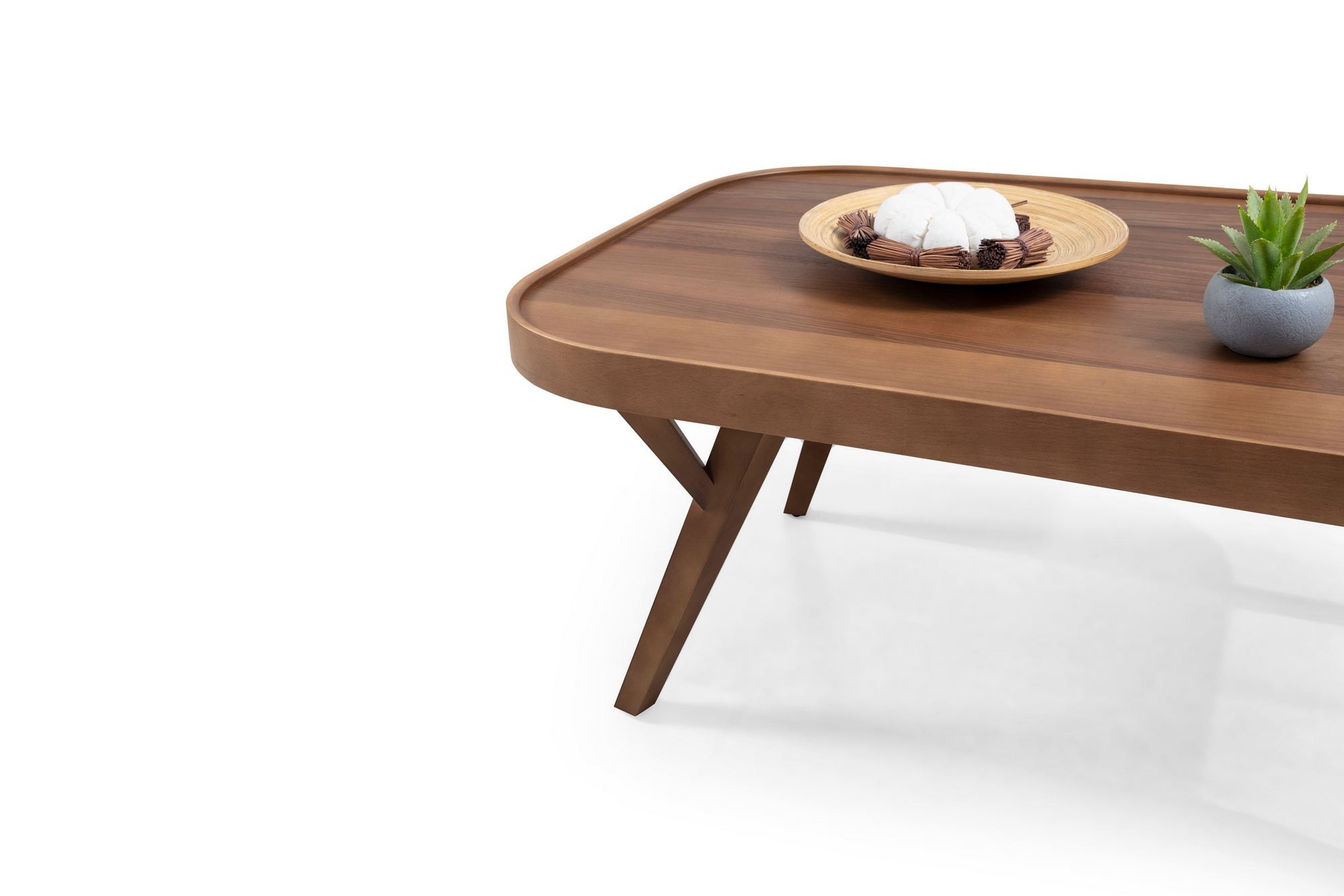 Masa de cafea Fabio 110, 110 x 44 x 70 cm, nuc, MDF, design compact — imaginea 3