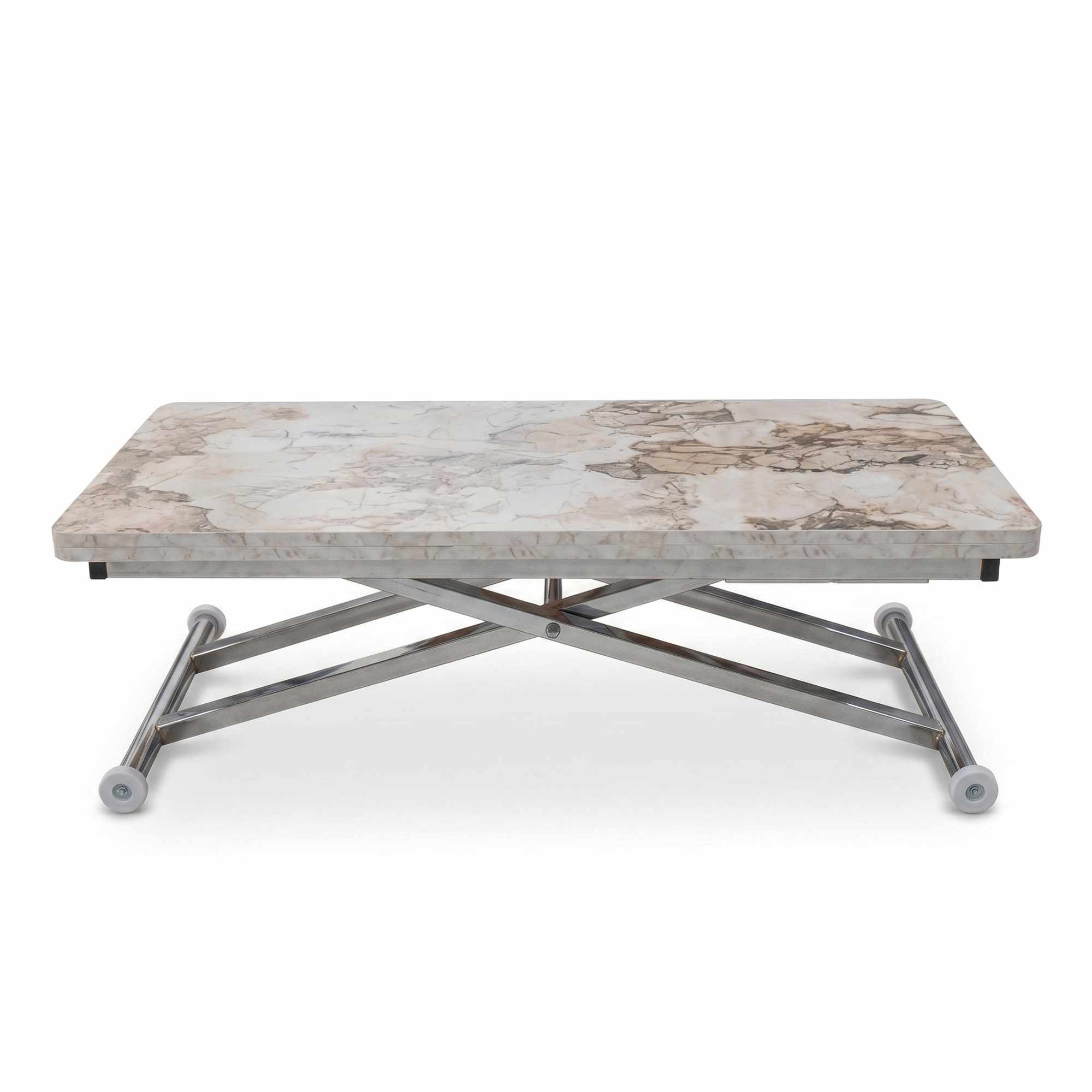Masa de cafea Home Ext, alb marmura crom, MDF, capacitate 125 kg, alb marble / crom — imaginea 3