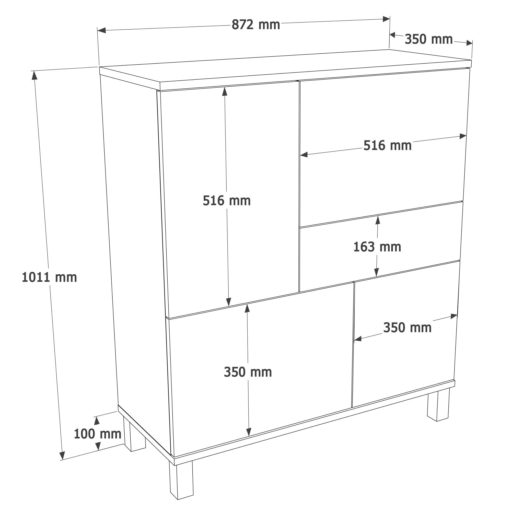 Dulap Mood - MD3-CS, 87,2 x 101,1 x 35 cm, sand stejar, PAL melaminat, spatiu de depozitare, fixare pe perete — imaginea 3