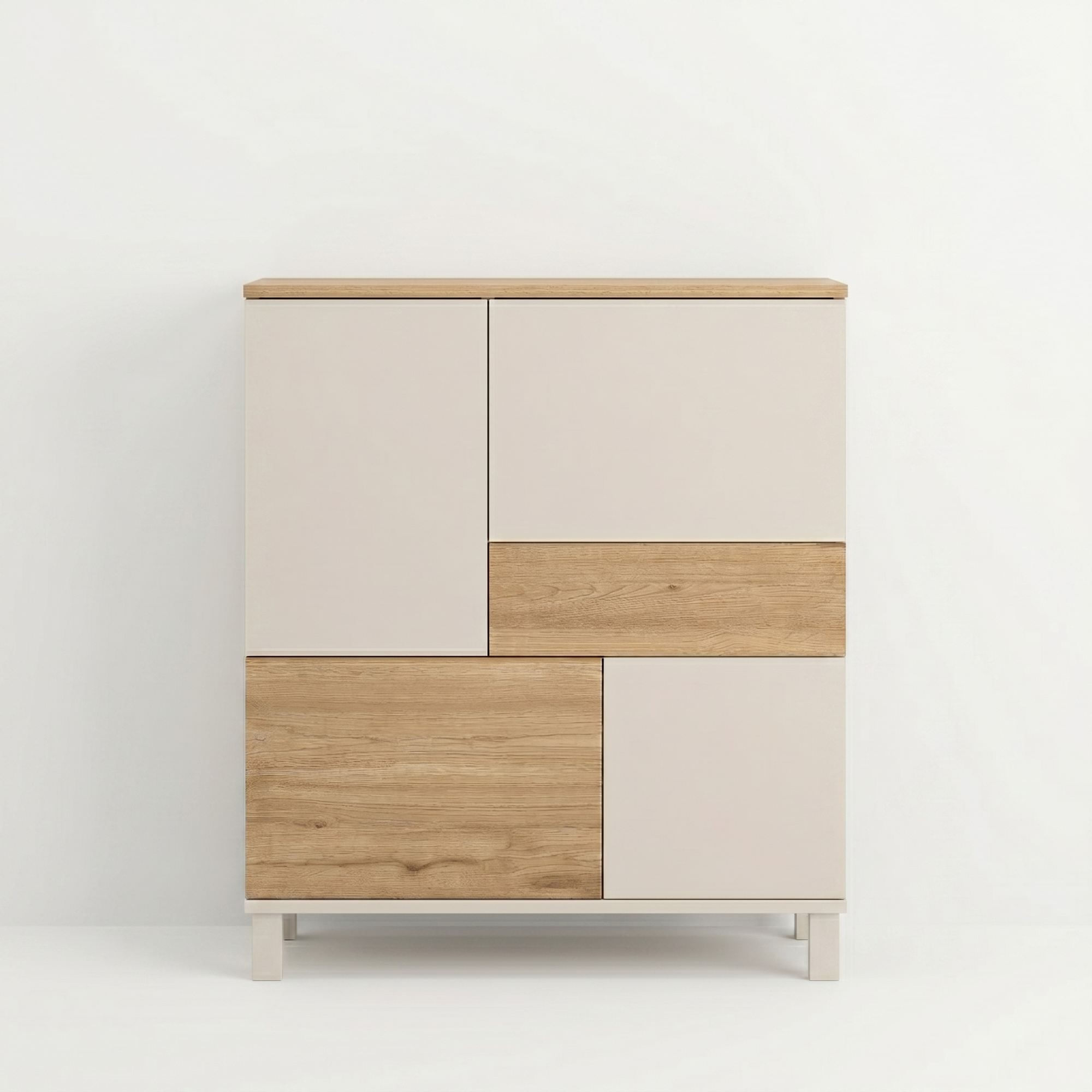 Dulap Mood - MD3-CS, 87,2 x 101,1 x 35 cm, sand stejar, PAL melaminat, spatiu de depozitare, fixare pe perete — imaginea 5