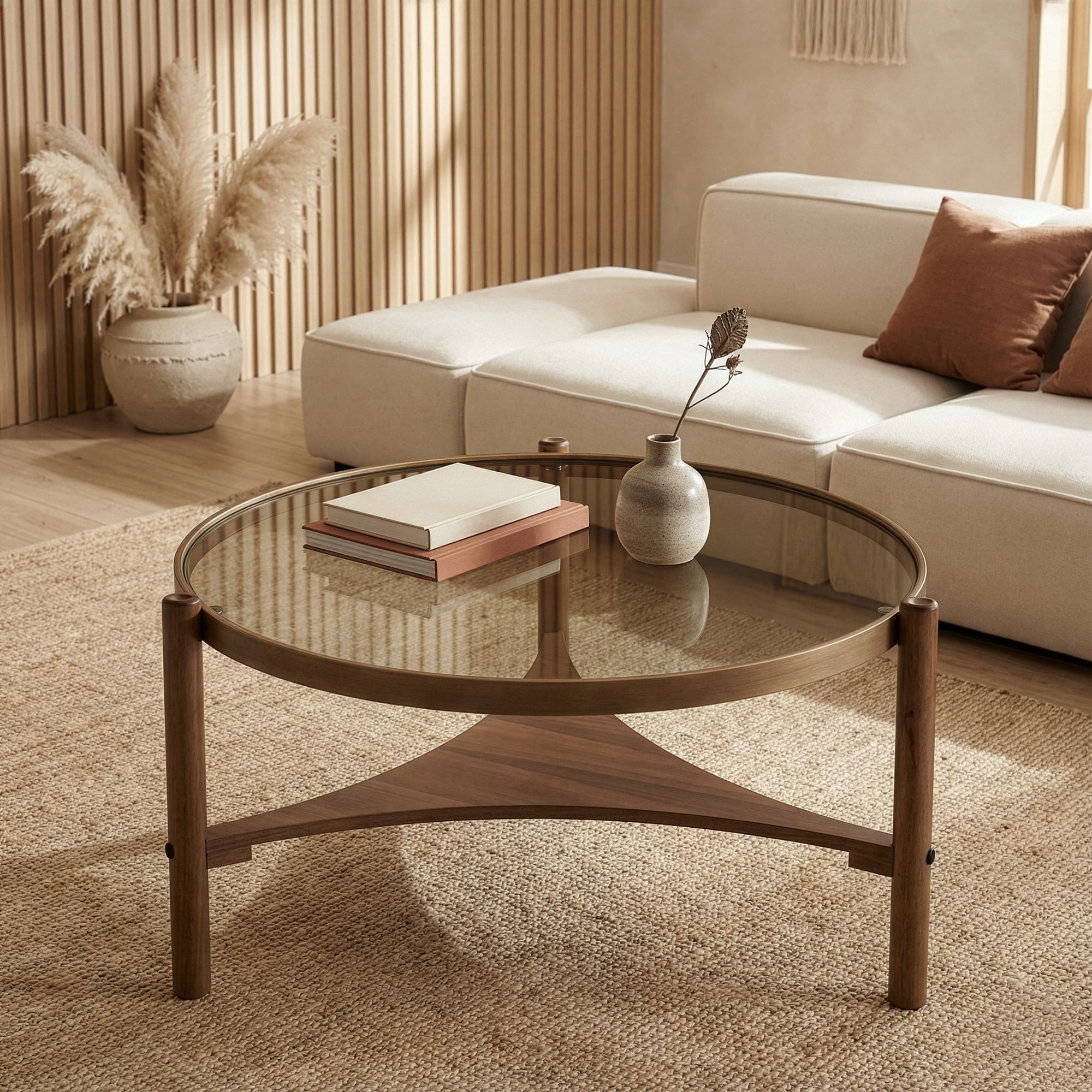 Masa de cafea Clover, 100 x 46 x 100 cm, MDF, design compact, nuc — imaginea 6