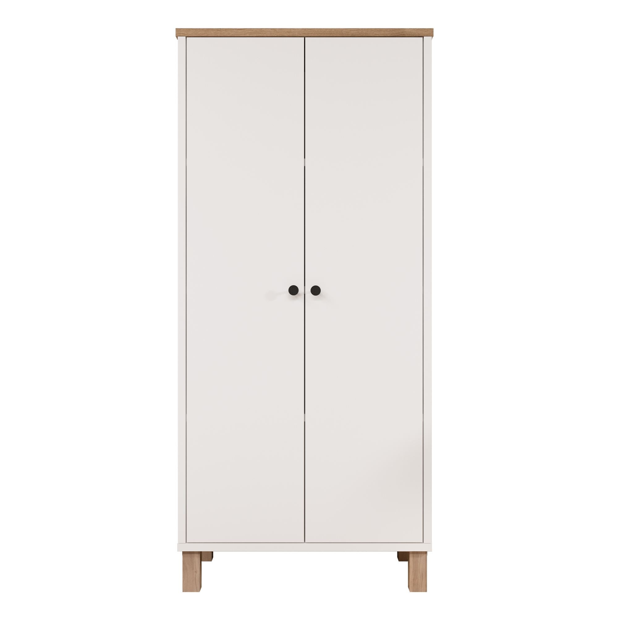 Dulap Nord - ND5-SW, 61 x 133,6 x 33 cm, alb si stejar, PAL melaminat, spatiu de depozitare, fixare pe perete — imaginea 2