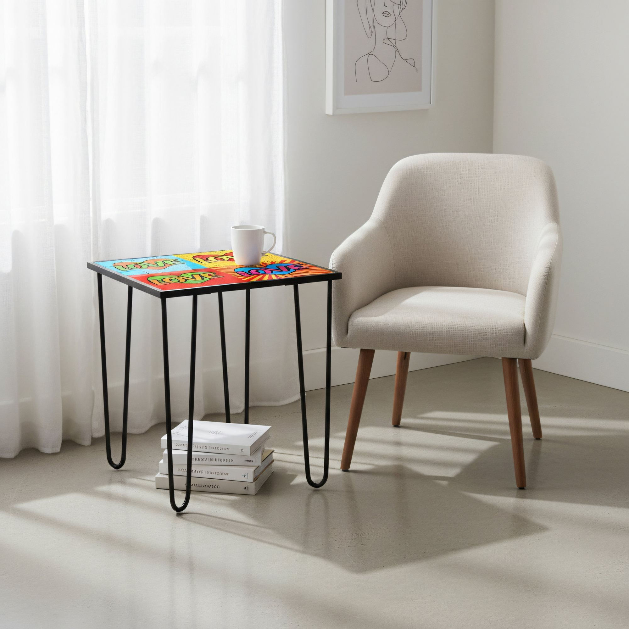 Masa de cafea Shb-032-A, 53 x 55 x 53 cm, multicolor, metal, design compact — imaginea 3