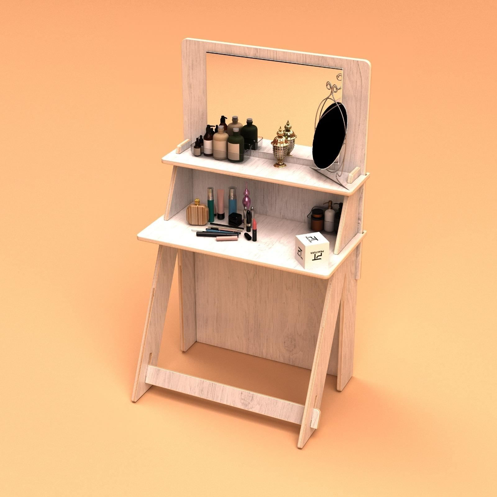 Masa de machiaj Beauty Natural, 85 x 160 x 45 cm, natural lemn, lemn, capacitate 120 kg — imaginea 4