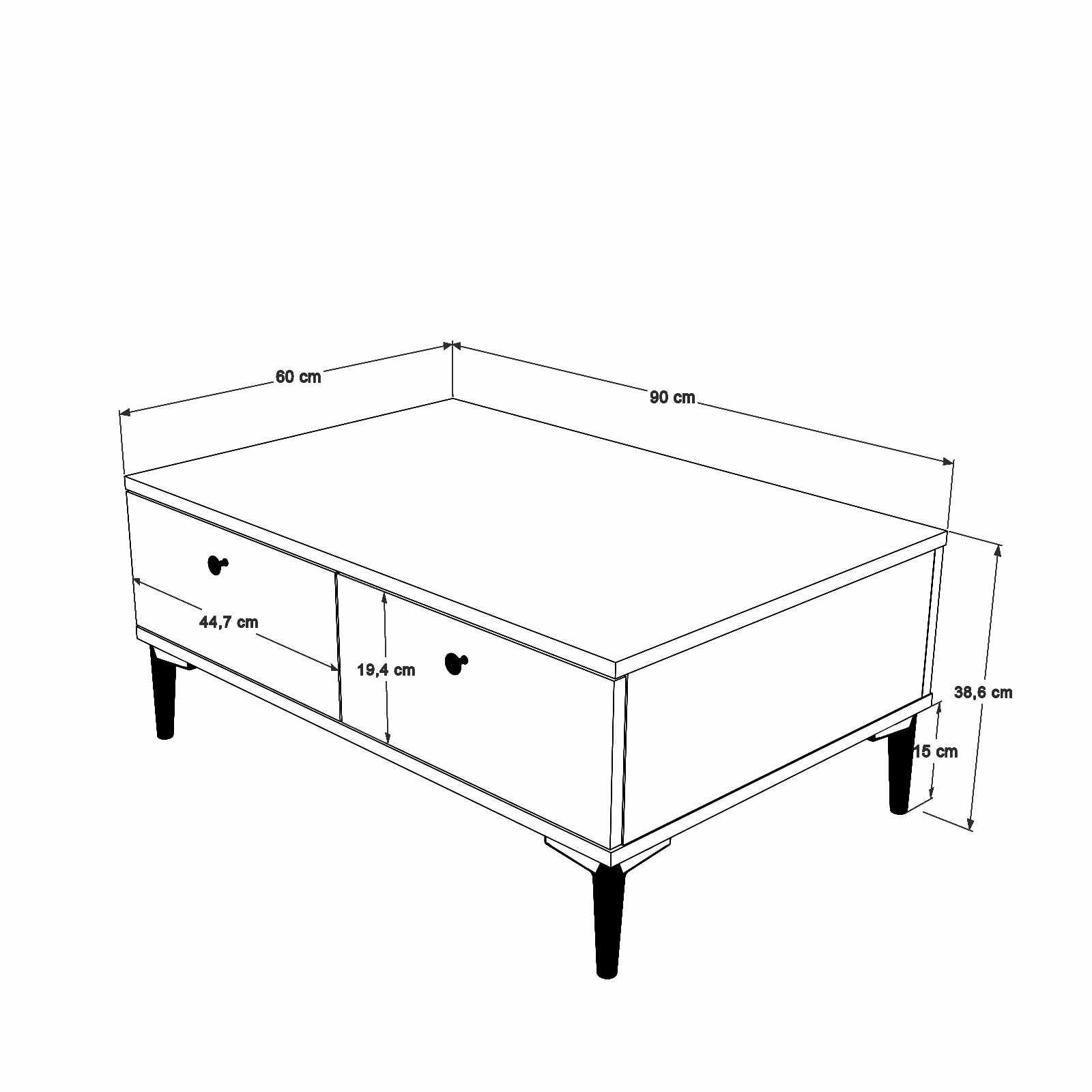 Masa de cafea Vıs2-Cka, 90 x 38,6 x 60 cm, nuc, PAL melaminat, capacitate 10 kg — imaginea 2