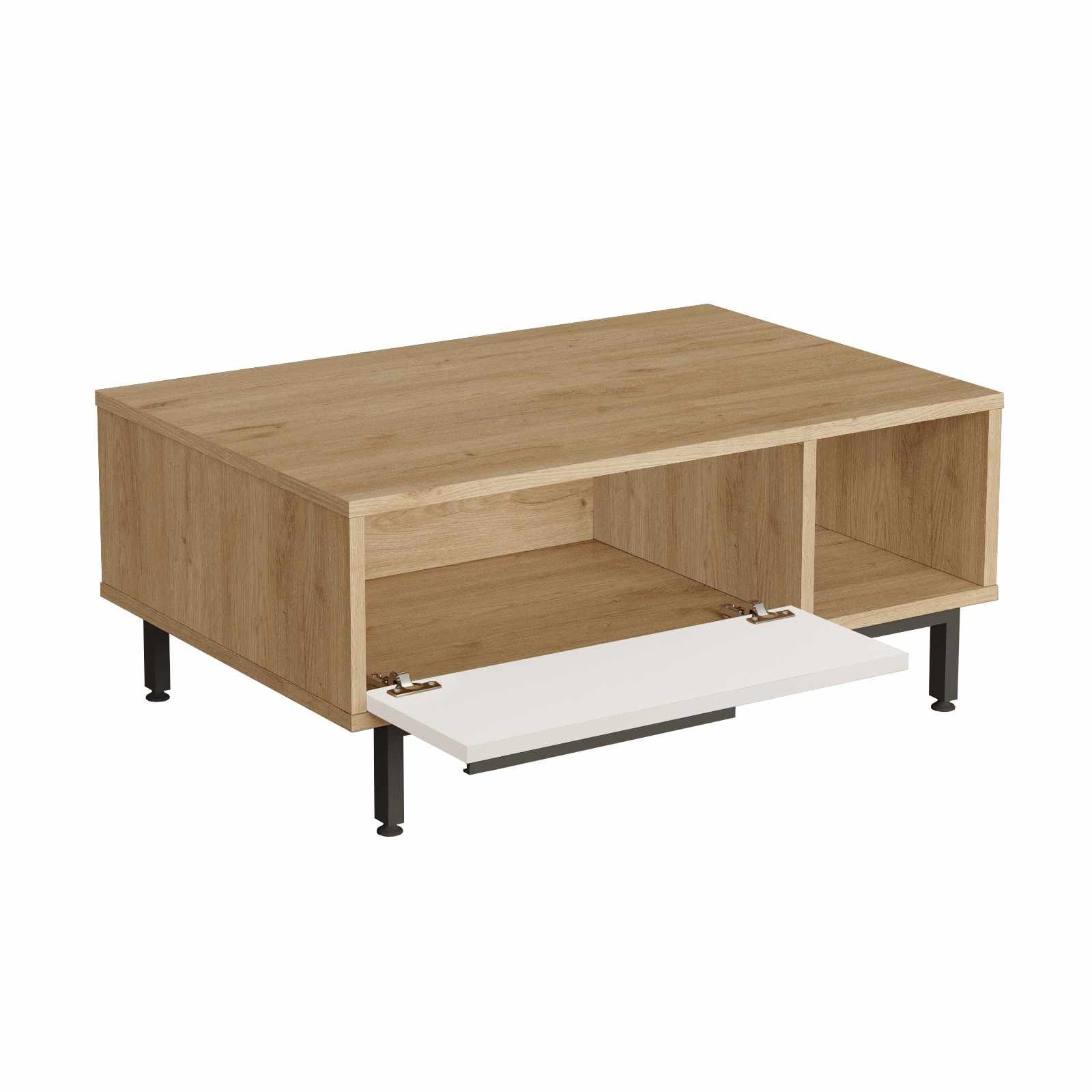 Masa de cafea Boh2-Sw, 90 x 37,6 x 60 cm, natural alb, PAL melaminat, capacitate 10 kg — imaginea 2