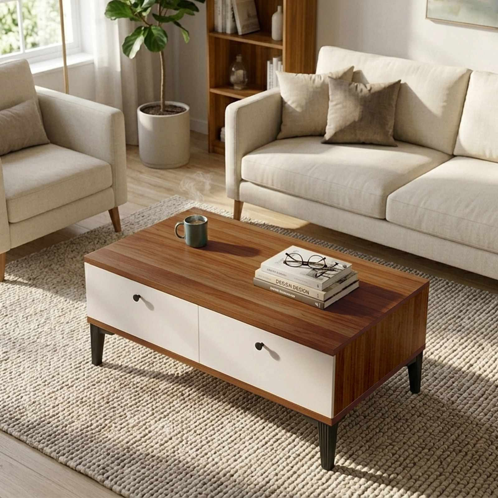 Masa de cafea Vıs2-Cka, 90 x 38,6 x 60 cm, nuc, PAL melaminat, capacitate 10 kg — imaginea 3