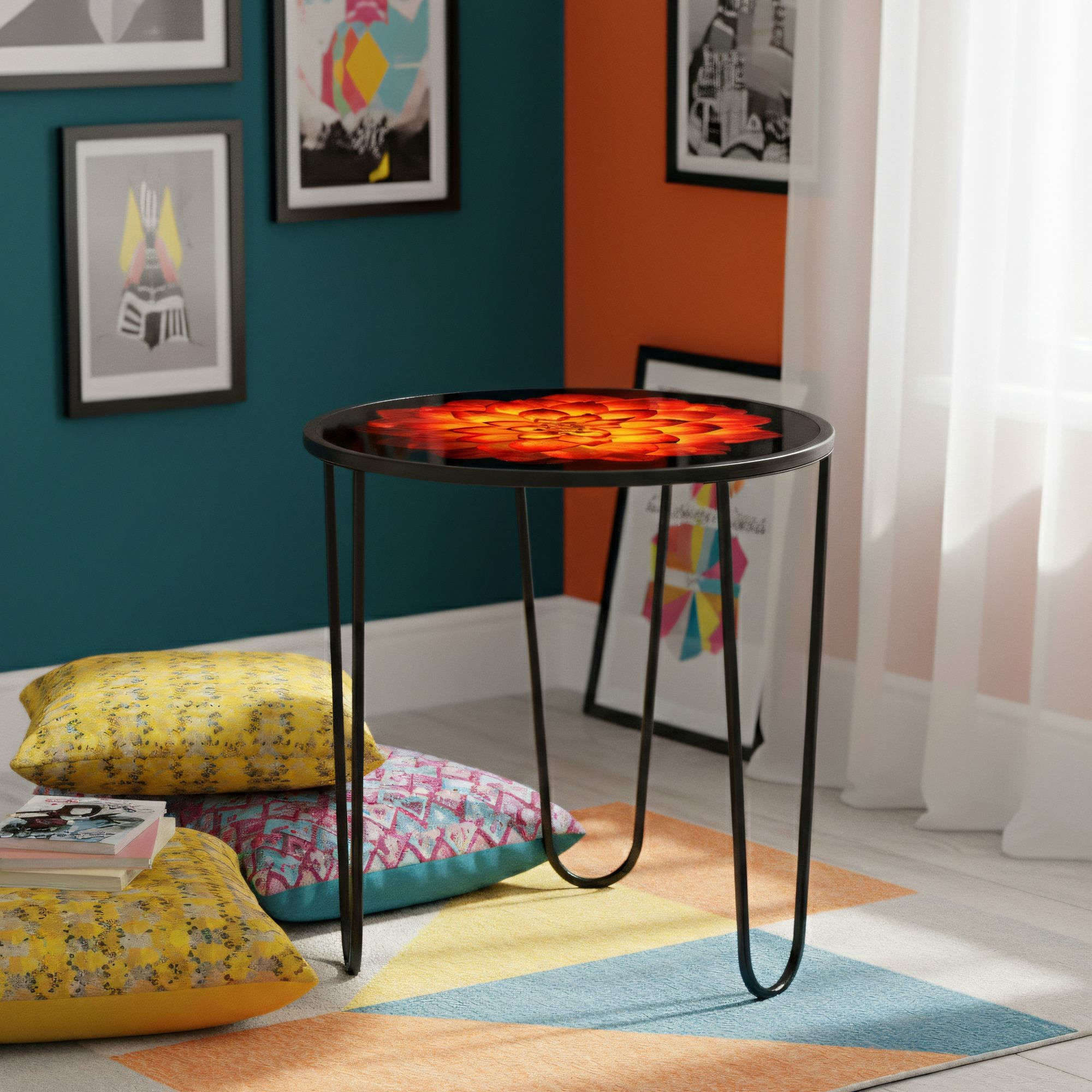Masa de cafea Shb-033-E, 53 x 55 x 53 cm, multicolor, metal, design compact — imaginea 4