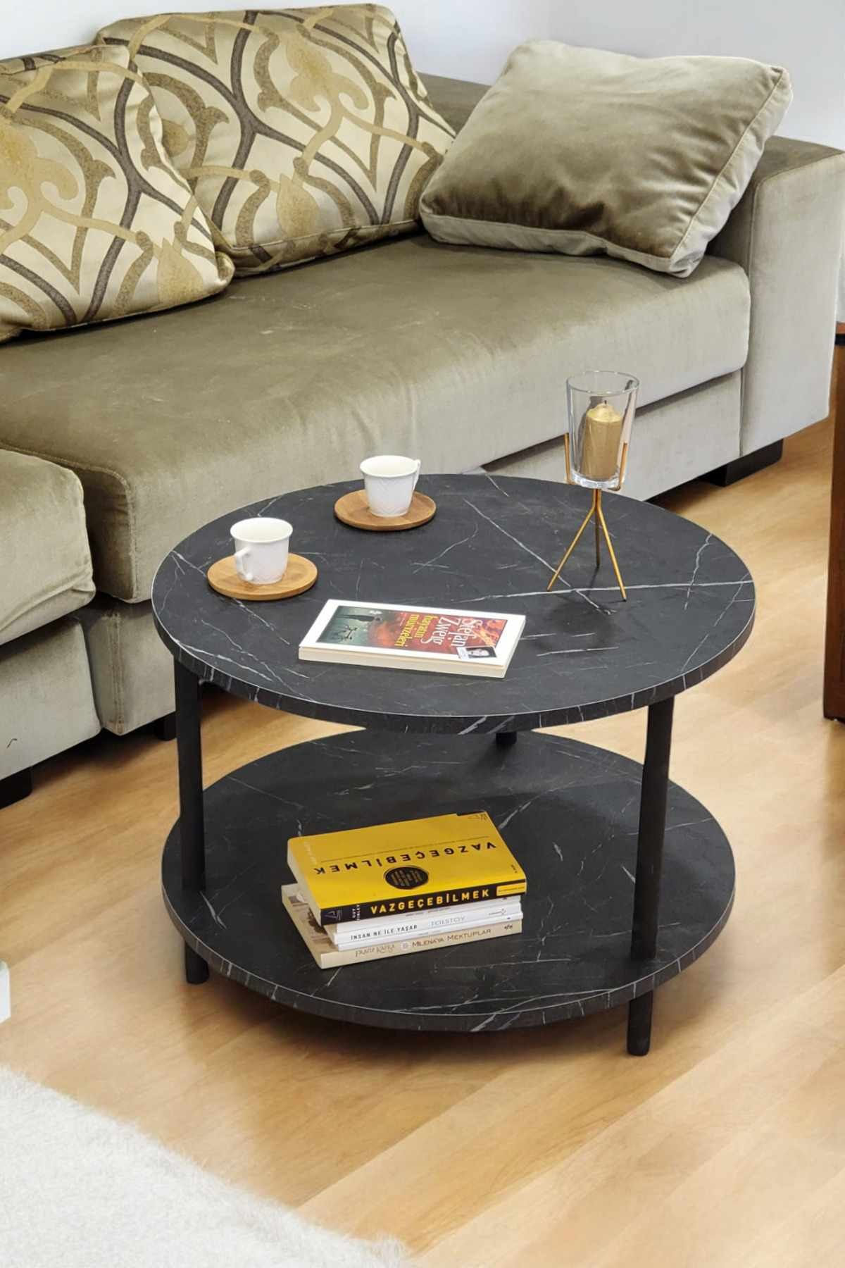 Masa de cafea Peka-0008, marmura, PAL melaminat, design compact, marble — imaginea 2