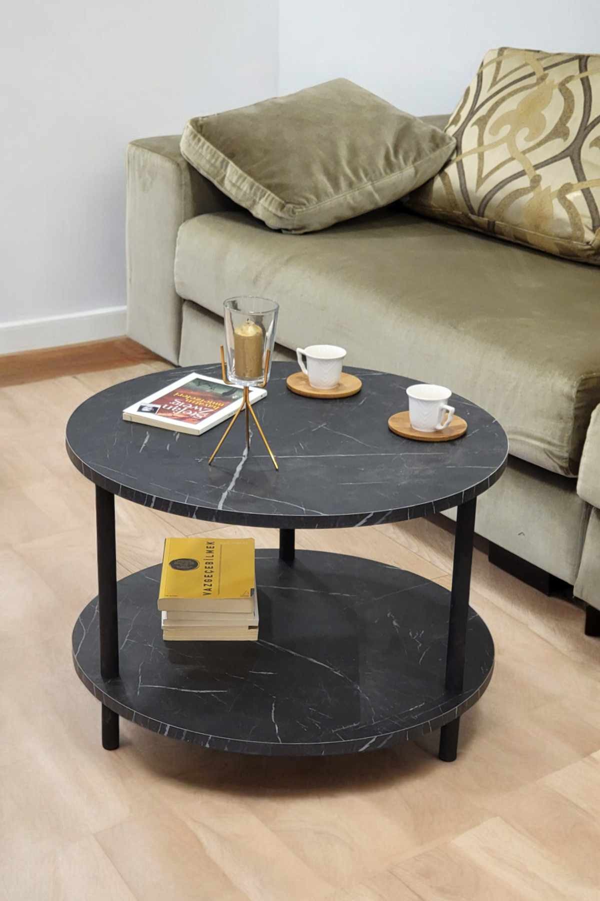 Masa de cafea Peka-0008, marmura, PAL melaminat, design compact, marble — imaginea 3