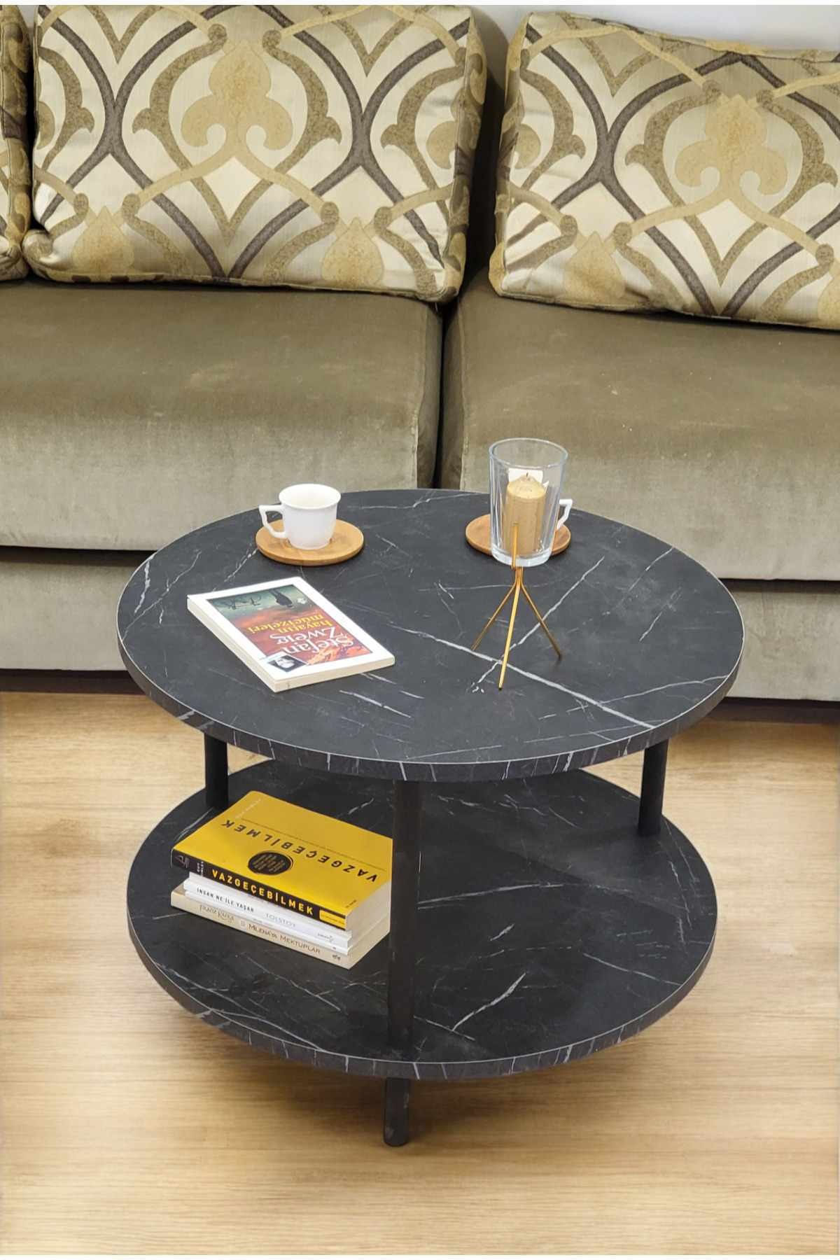 Masa de cafea Peka-0008, marmura, PAL melaminat, design compact, marble — imaginea 5
