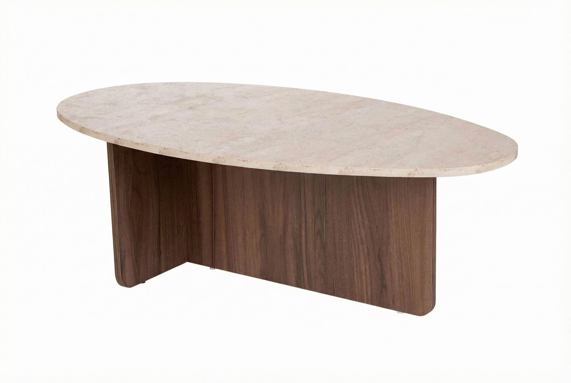 Masa de cafea Orba, 120 x 40 x 65 cm, travertin venezia nuc, PAL melaminat, design compact — imaginea 2