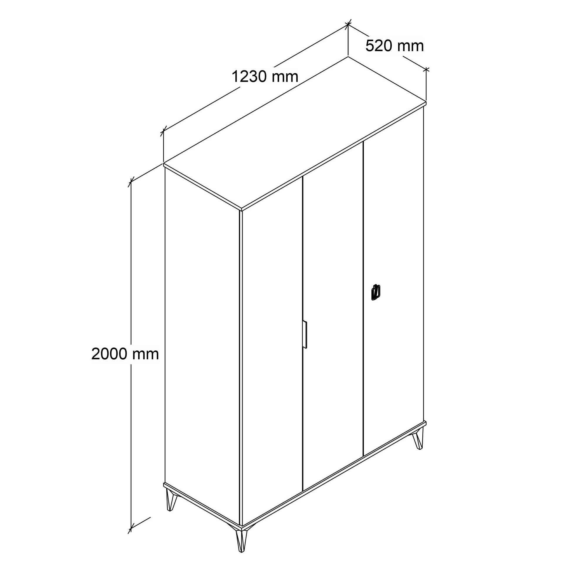 Dulap haine Neva 6301, 123 x 200 x 52 cm, stejar safir, PAL melaminat, spatiu de depozitare, fixare pe perete — imaginea 5