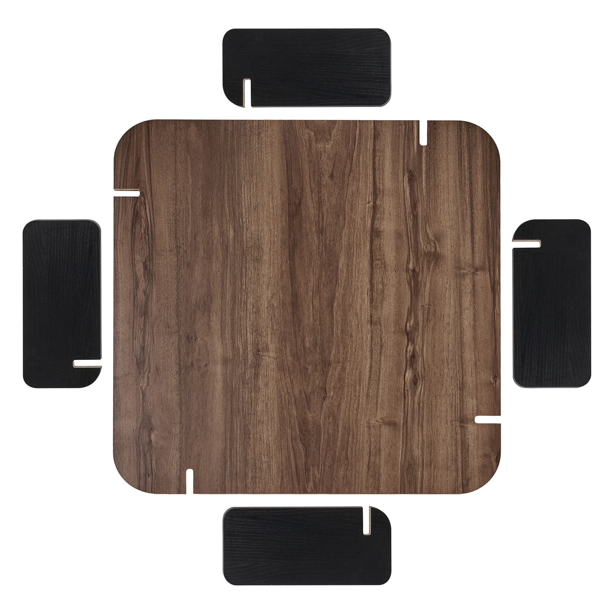 Masa de cafea Marais, 117 x 35 x 117 cm, nuc lemn negru, PAL melaminat, design compact, nuc / wood negru — imaginea 8
