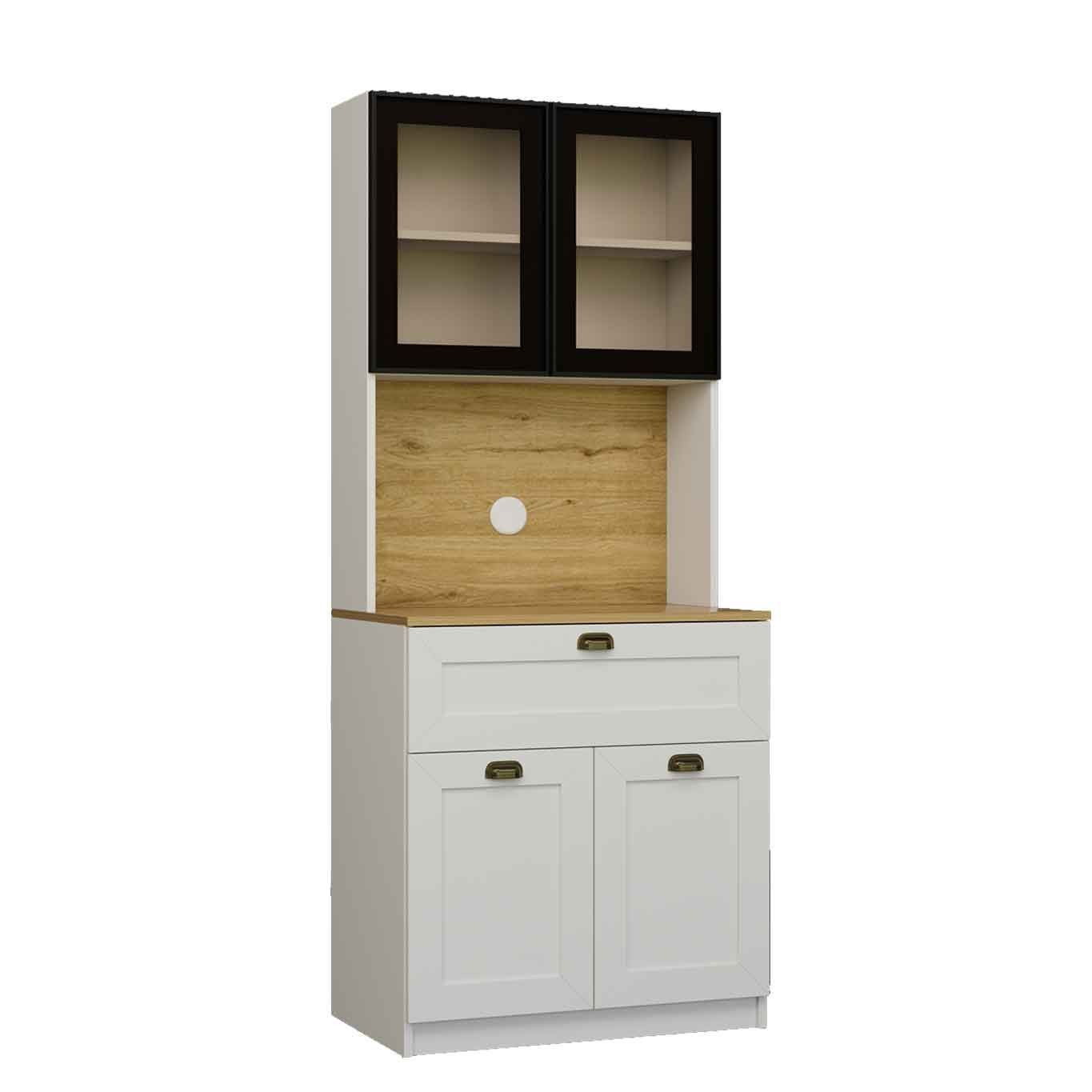 Dulap pentru cafea Nero Solo 1600-225, 80 x 190 x 44 cm, alb, PAL melaminat, spatiu de depozitare, fixare pe perete — imaginea 5