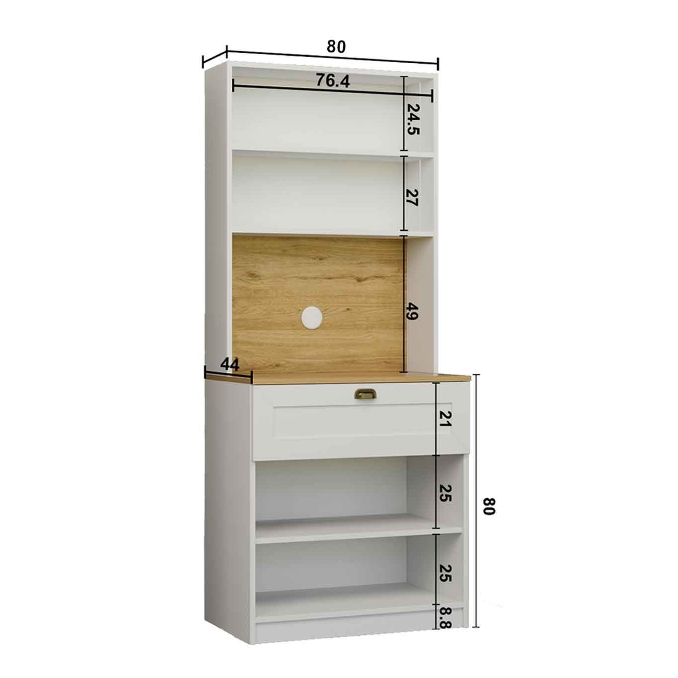 Dulap pentru cafea Nero Solo 1600-225, 80 x 190 x 44 cm, alb, PAL melaminat, spatiu de depozitare, fixare pe perete — imaginea 7