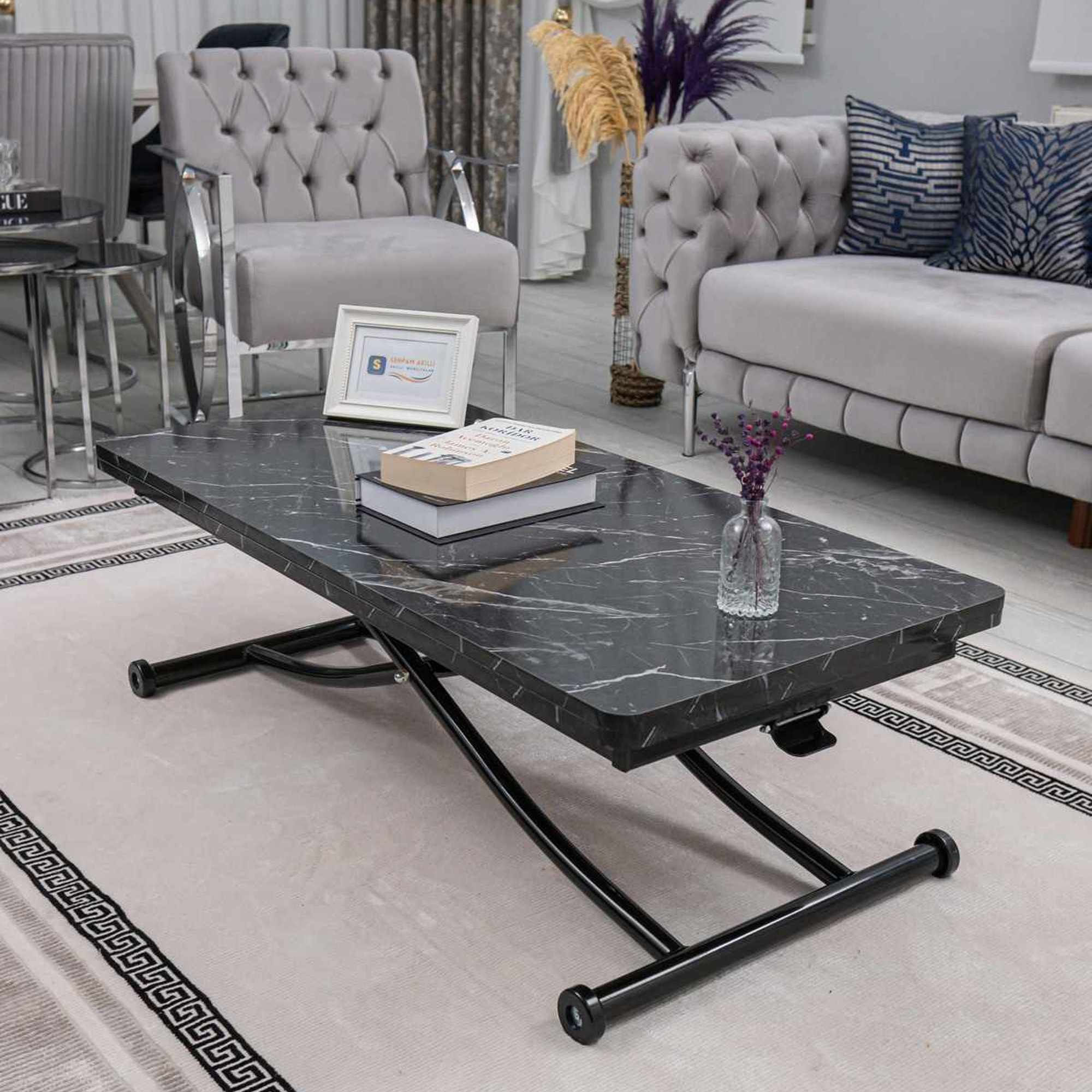 Masa de cafea Juppo Int, negru marmura, MDF, capacitate 125 kg, negru marble — imaginea 2
