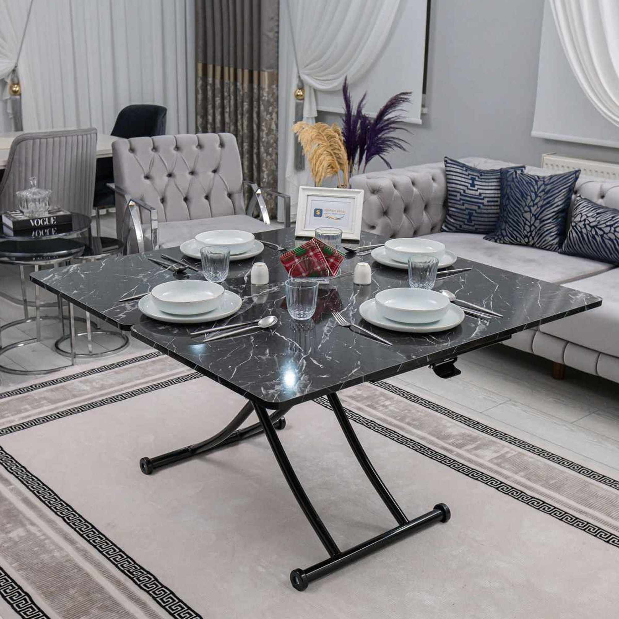 Masa de cafea Juppo Int, negru marmura, MDF, capacitate 125 kg, negru marble — imaginea 3