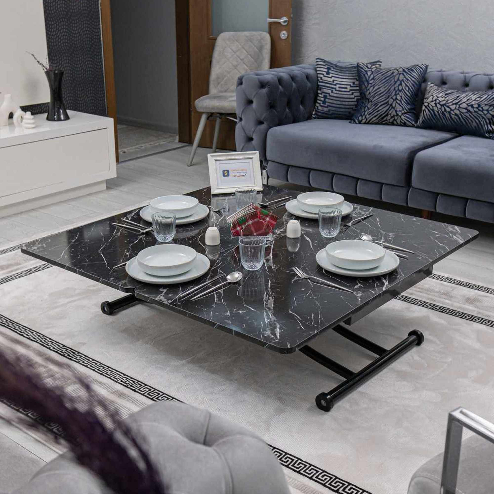 Masa de cafea Juppo Int, negru marmura, MDF, capacitate 125 kg, negru marble — imaginea 5
