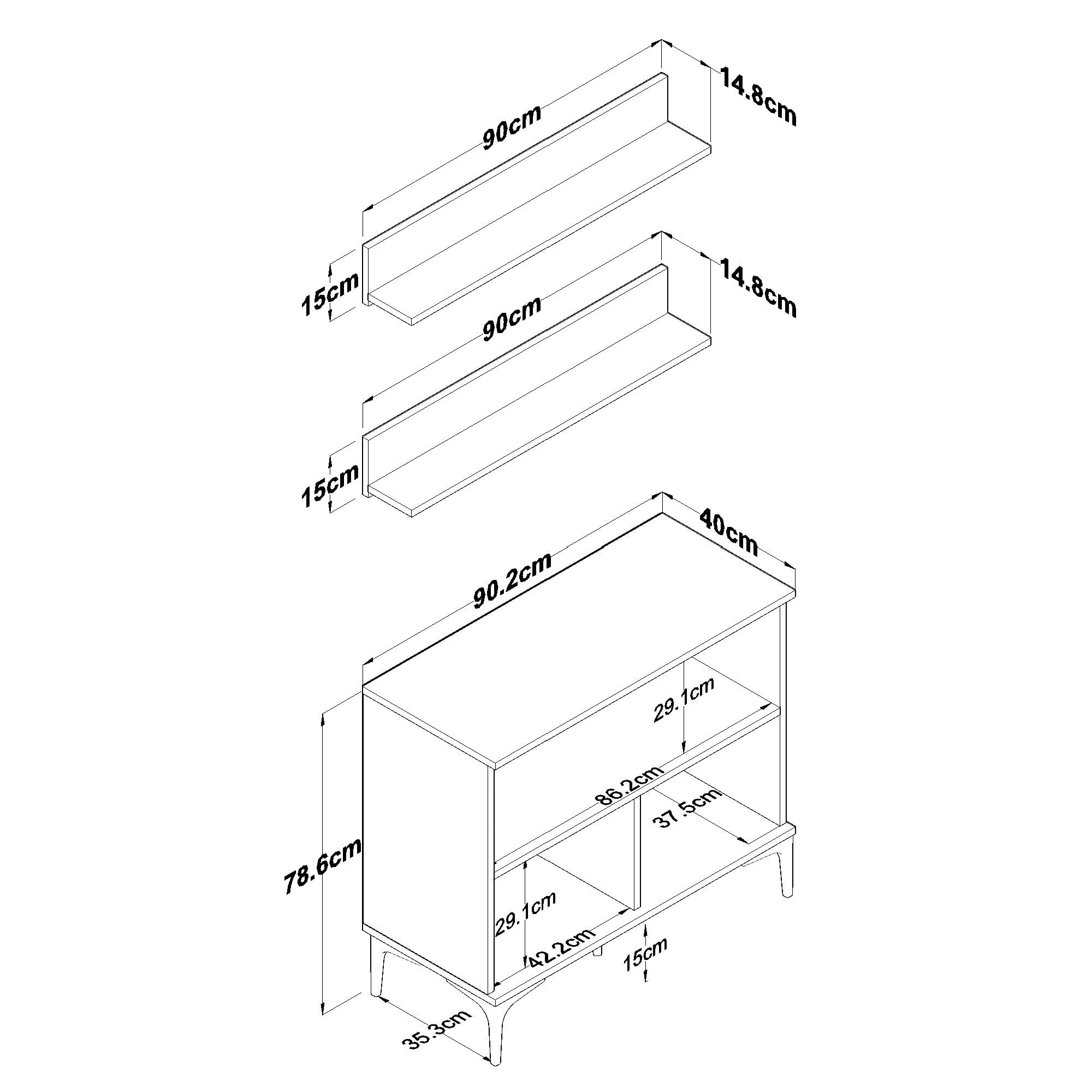 Dulap JE232, 90,2 x 78,6 x 40 cm, alb nuc, PAL, spatiu de depozitare, fixare pe perete — imaginea 2