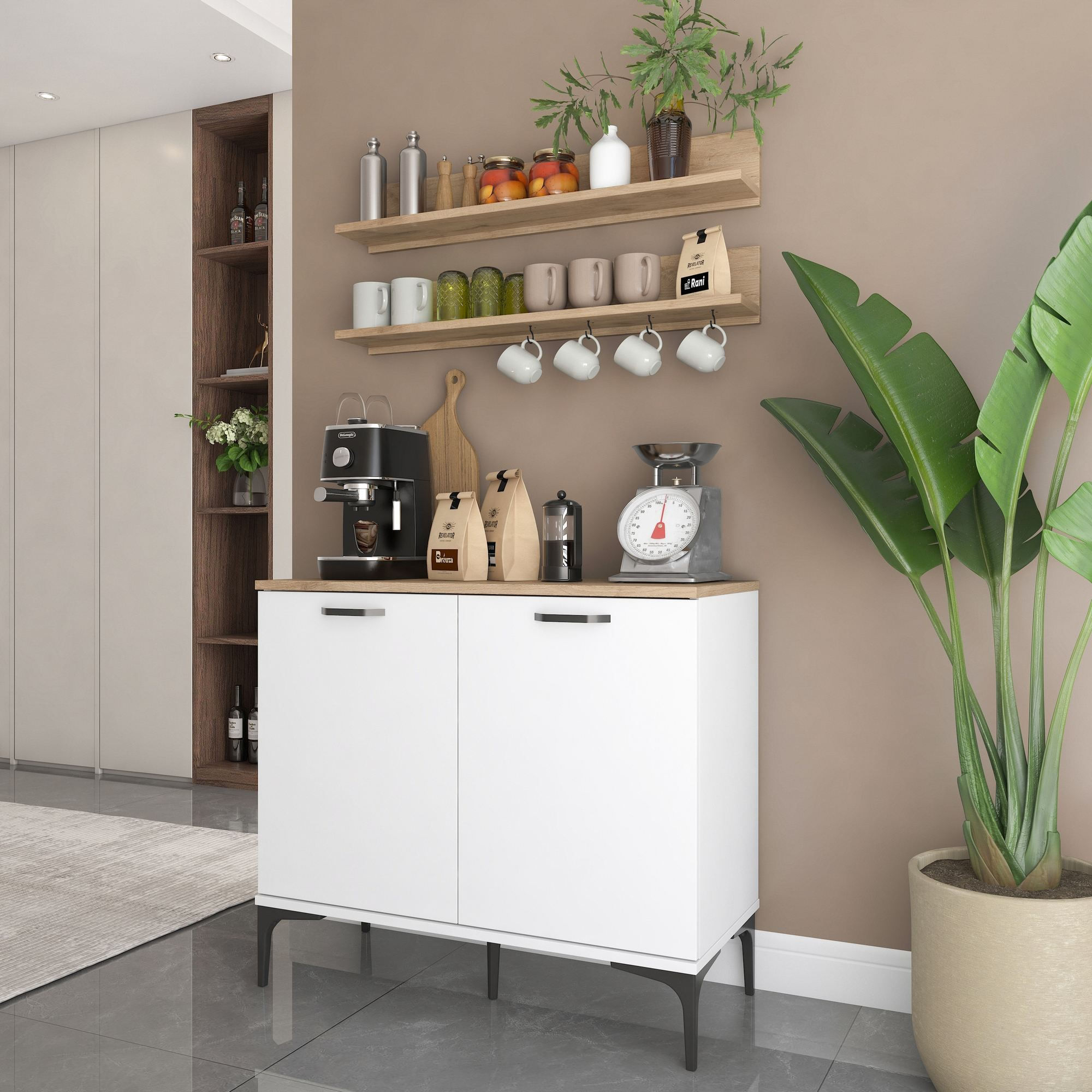 Dulap JE232, 90,2 x 78,6 x 40 cm, alb nuc, PAL, spatiu de depozitare, fixare pe perete — imaginea 11