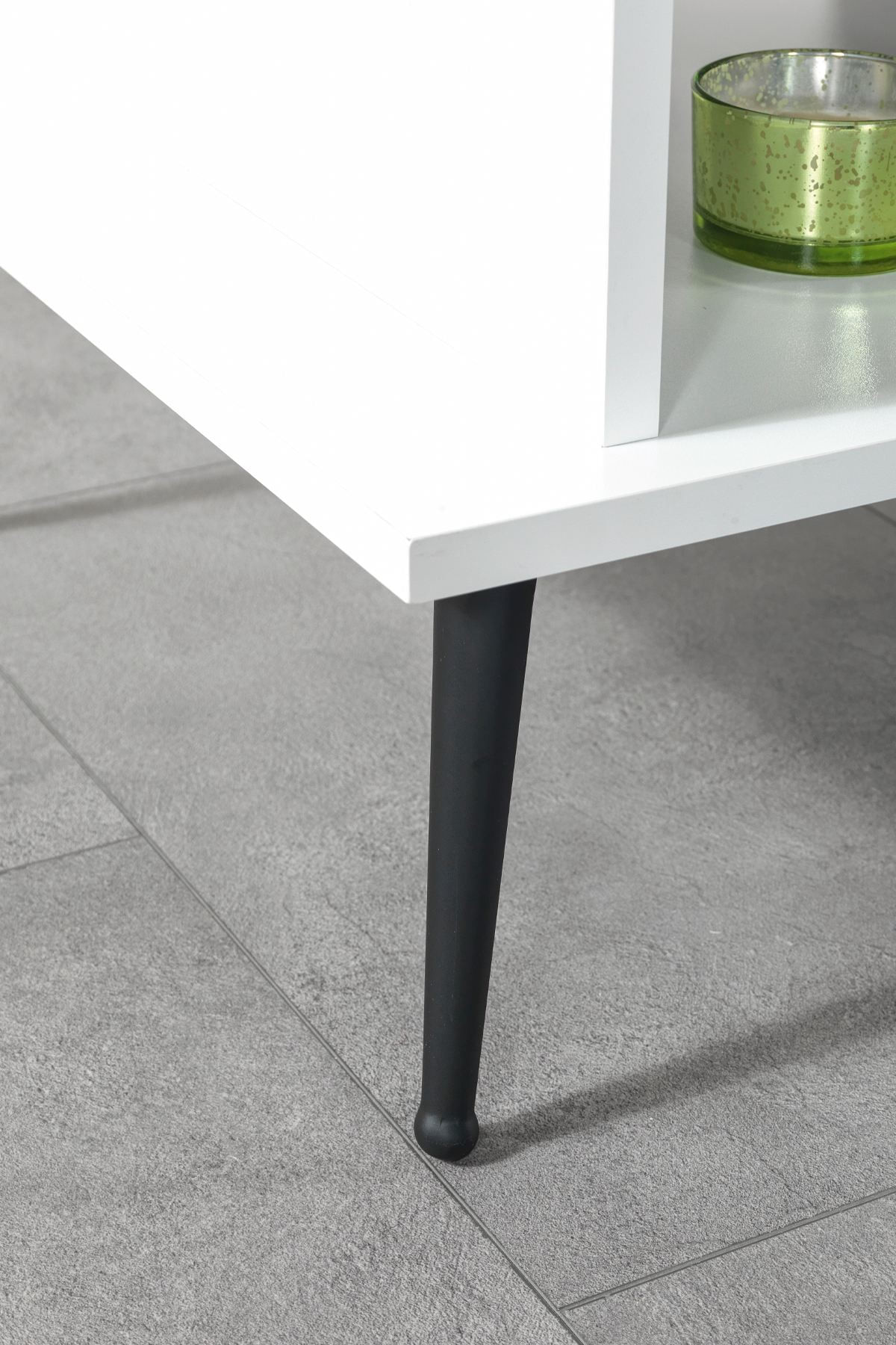 Masa de cafea Şile 2012, 100 x 40 x 56 cm, alb antracit, PAL melaminat, design compact — imaginea 5