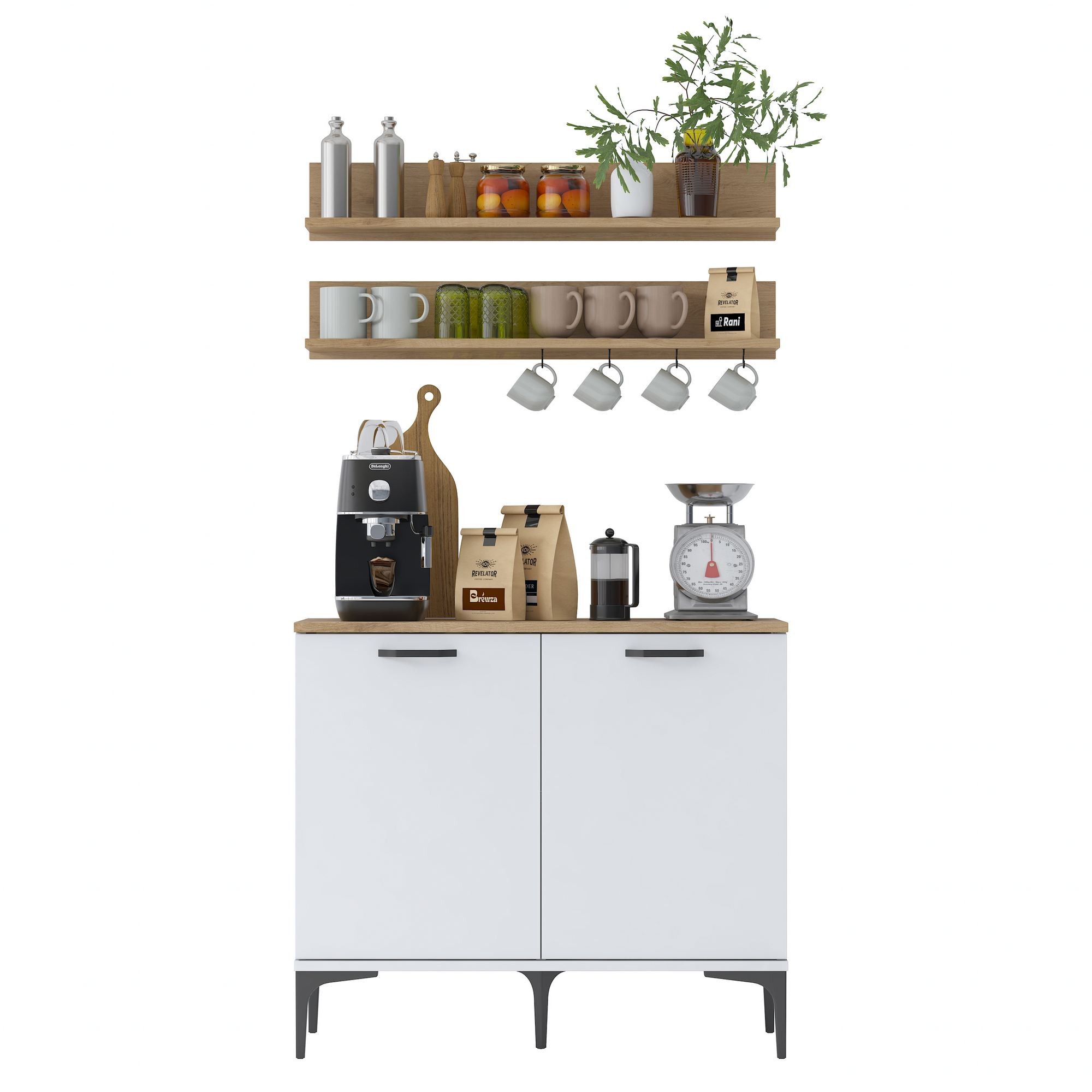 Dulap JE232, 90,2 x 78,6 x 40 cm, alb nuc, PAL, spatiu de depozitare, fixare pe perete — imaginea 12