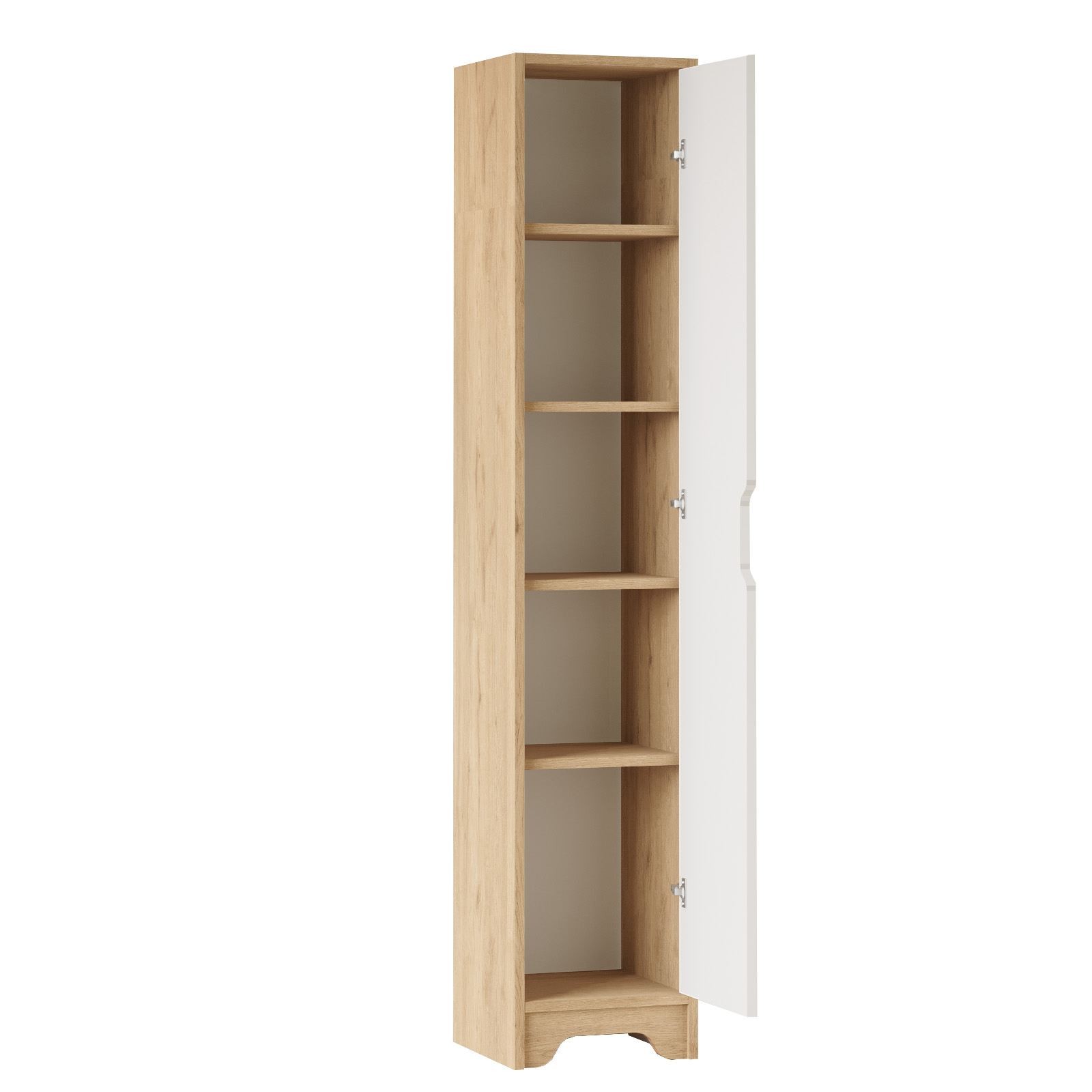 Dulap LIB3-SW, 36,5 x 180 x 34 cm, stejar alb, PAL melaminat, spatiu de depozitare, fixare pe perete — imaginea 3