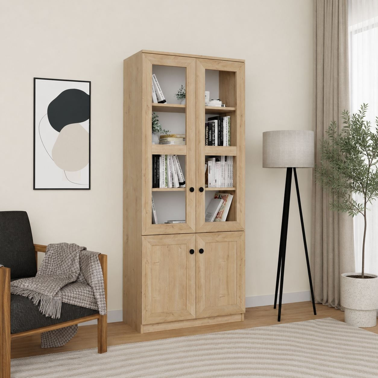 Dulap Lisa 1600-204, 80 x 190 x 37 cm, PAL melaminat, spatiu de depozitare, safir stejar — imaginea 2