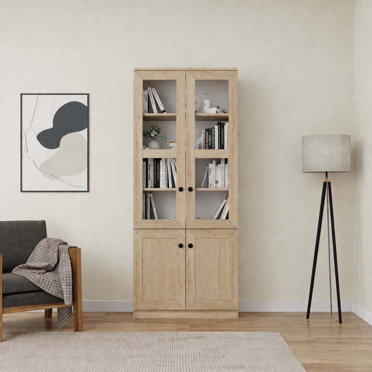 Dulap Lisa 1600-204, 80 x 190 x 37 cm, PAL melaminat, spatiu de depozitare, safir stejar — imaginea 4