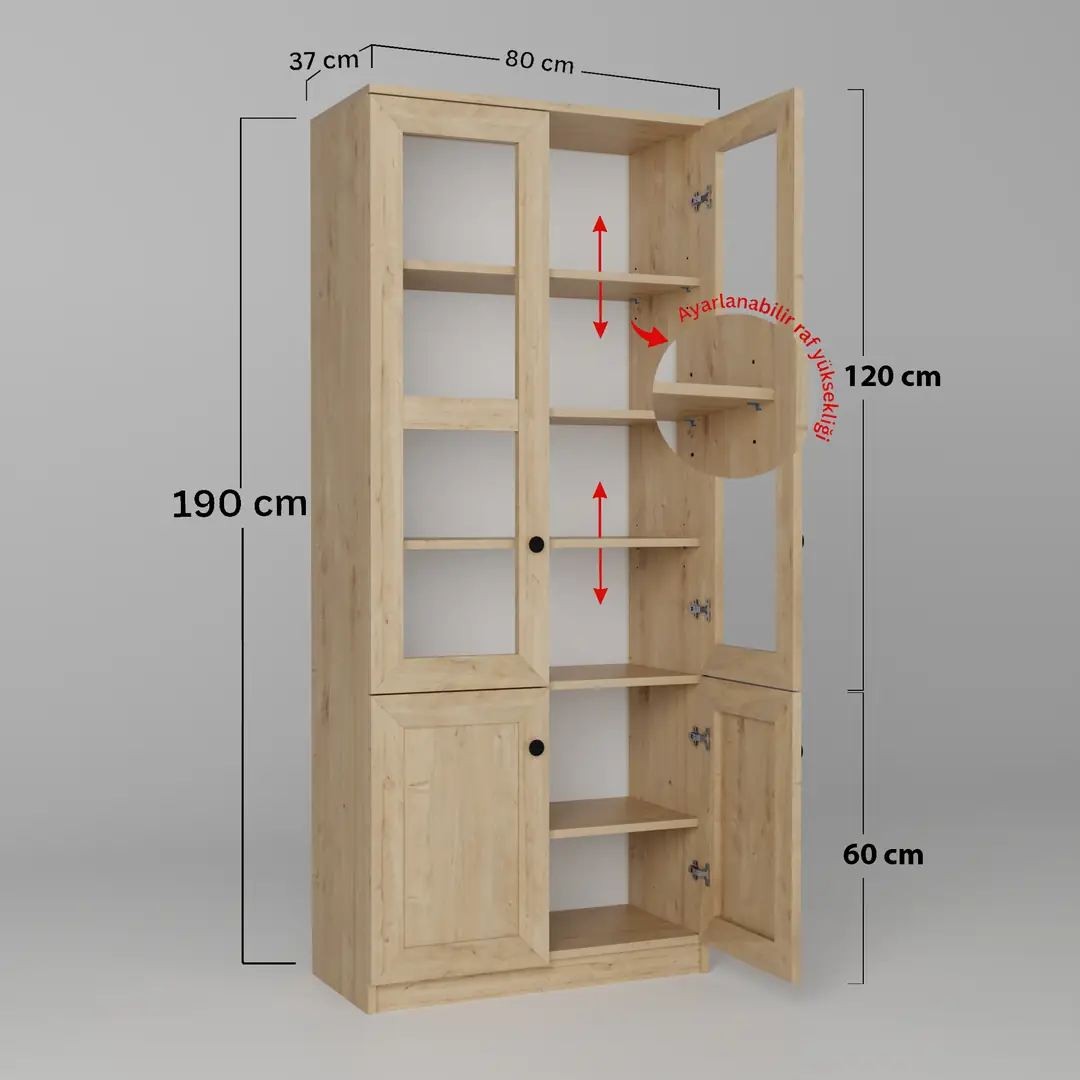 Dulap Lisa 1600-204, 80 x 190 x 37 cm, PAL melaminat, spatiu de depozitare, safir stejar — imaginea 6