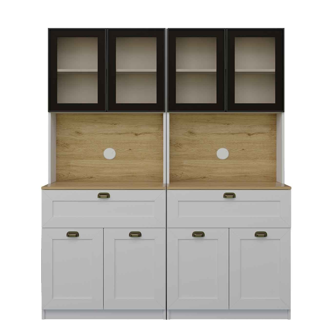 Dulap pentru cafea Nero Twin 1600-226, 160 x 190 x 44 cm, alb, PAL melaminat, spatiu de depozitare, fixare pe perete — imaginea 3