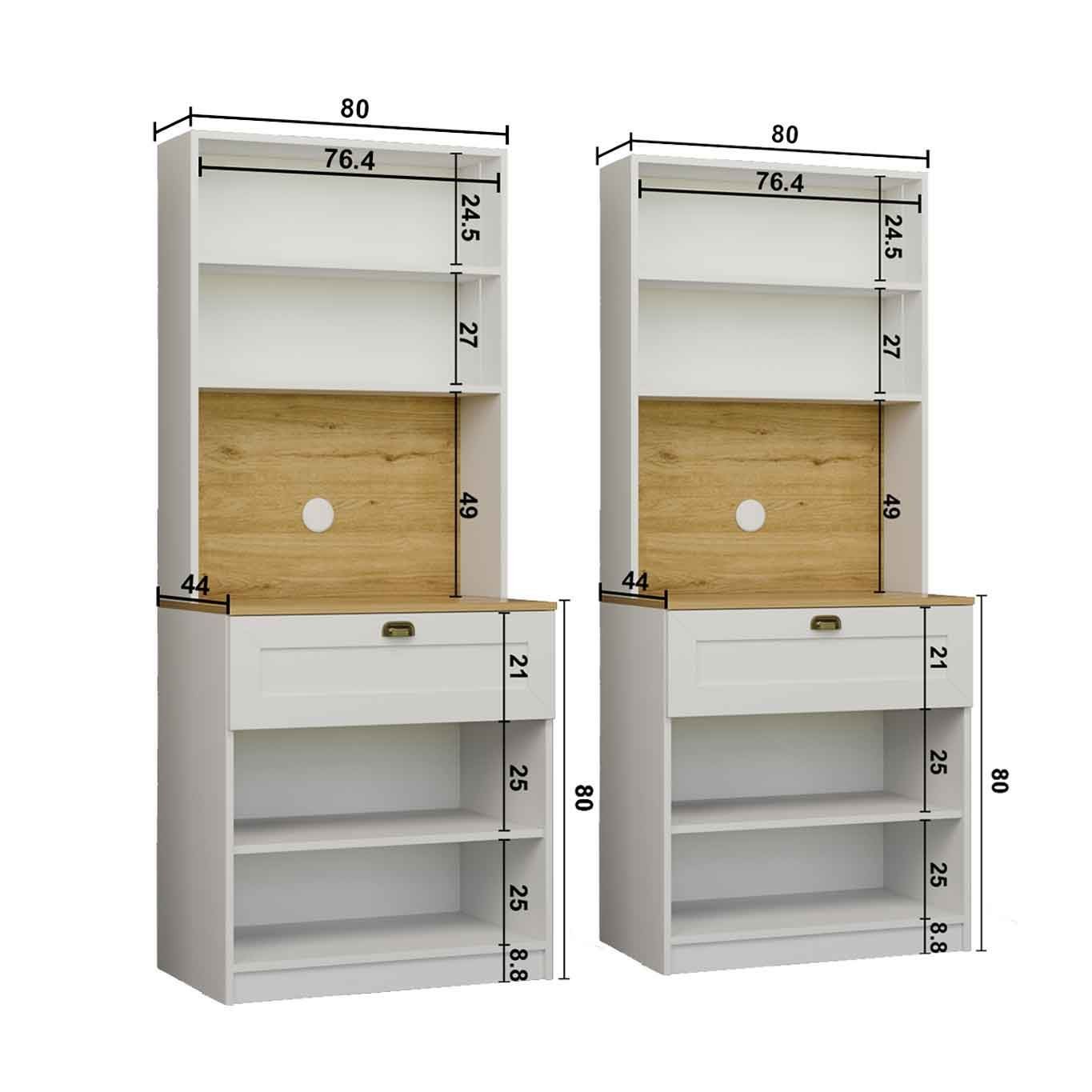 Dulap pentru cafea Nero Twin 1600-226, 160 x 190 x 44 cm, alb, PAL melaminat, spatiu de depozitare, fixare pe perete — imaginea 4