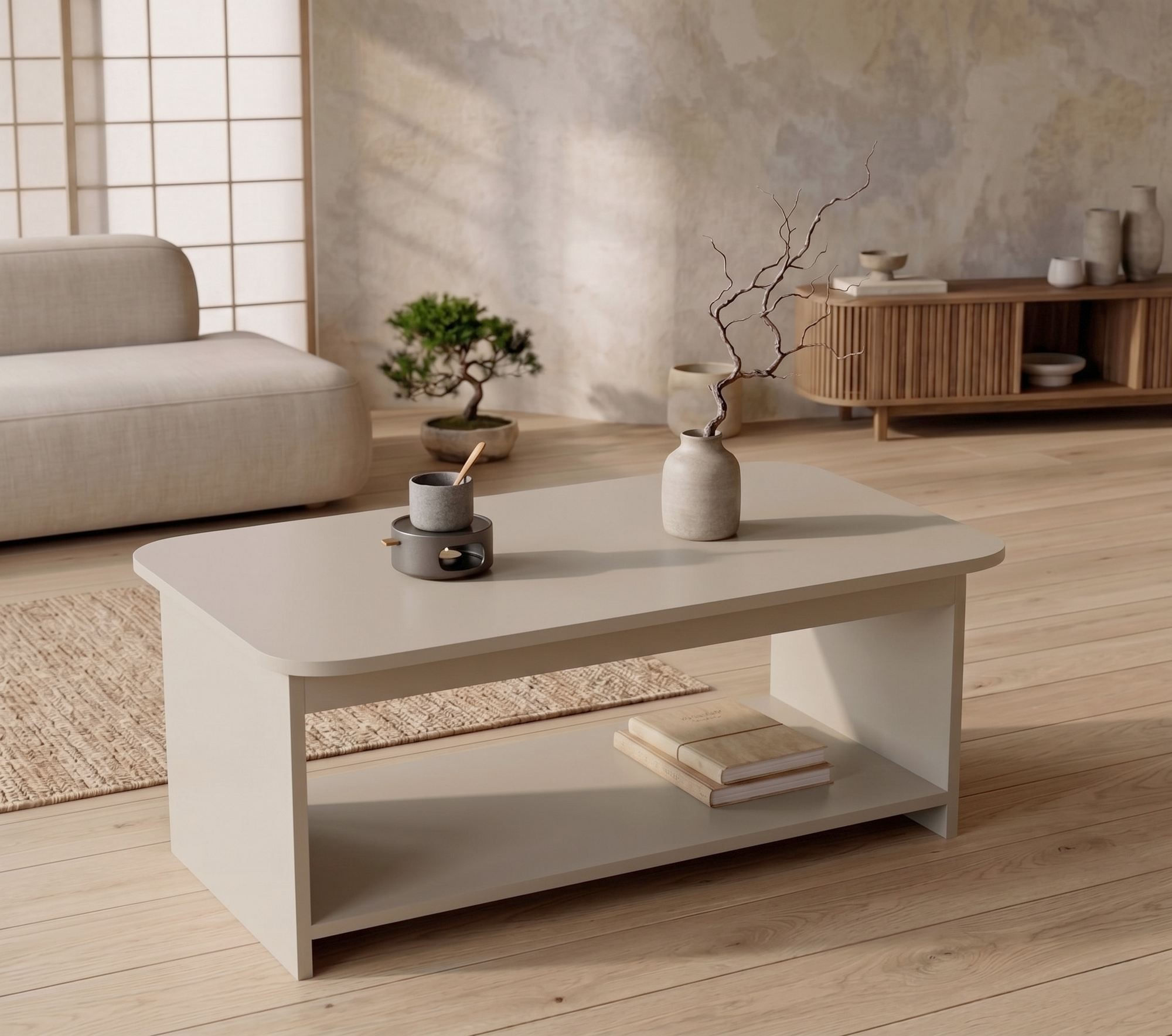 Masa de cafea Chb1-Kas, 100 x 41,8 x 50 cm, cashmere, PAL melaminat, design compact — imaginea 2