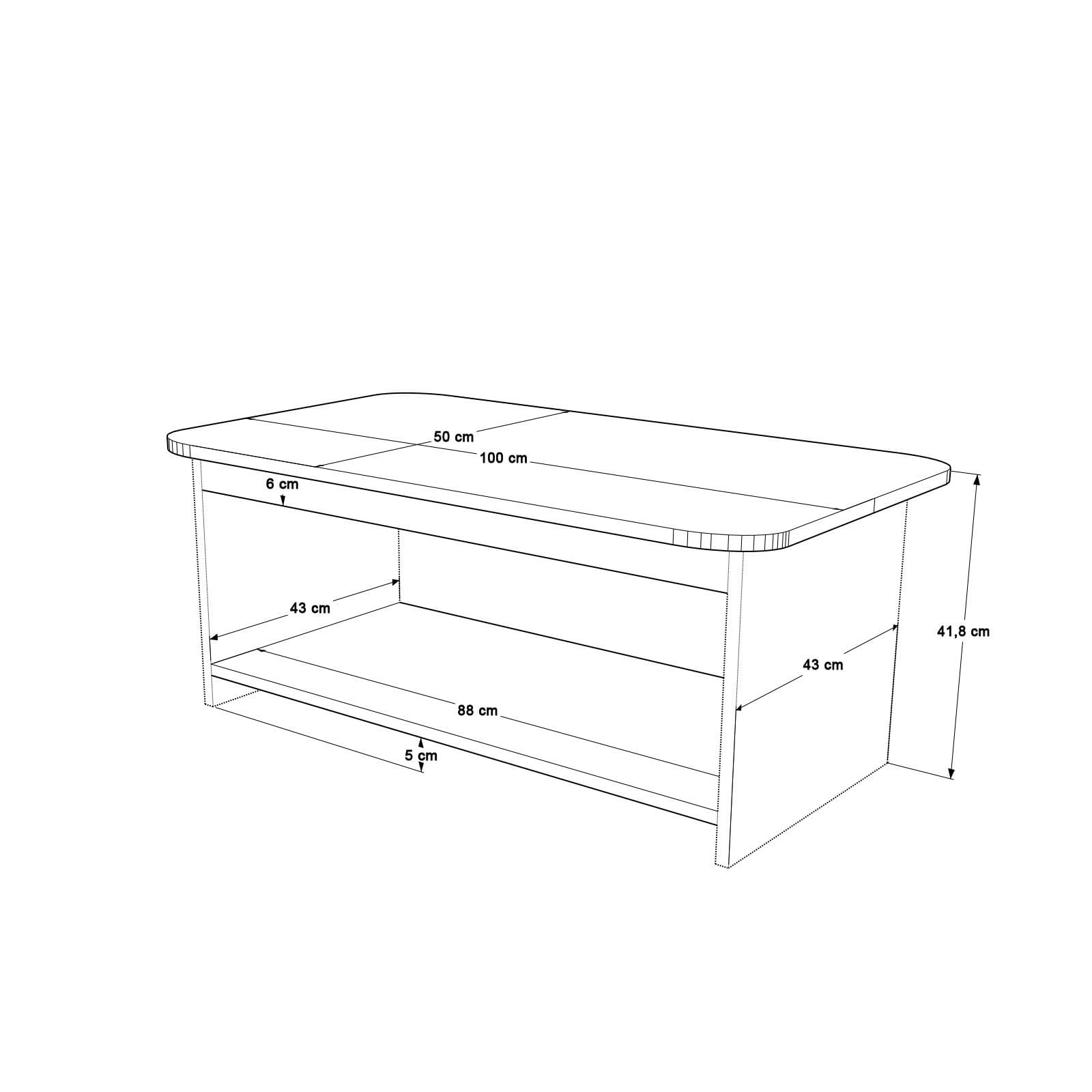Masa de cafea Chb1-Kas, 100 x 41,8 x 50 cm, cashmere, PAL melaminat, design compact — imaginea 4