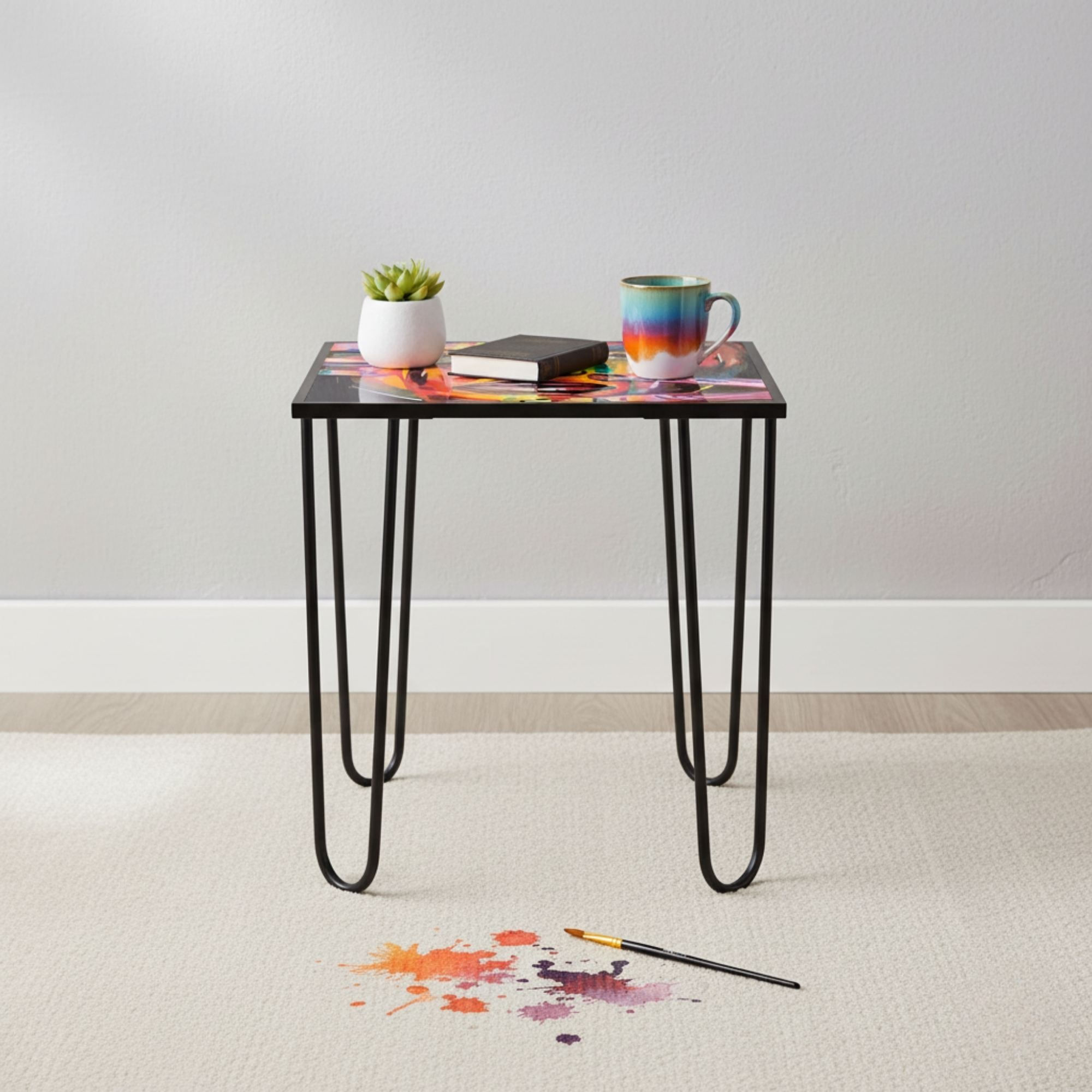 Masa de cafea Shb-032-F, 53 x 55 x 53 cm, multicolor, metal, design compact — imaginea 3