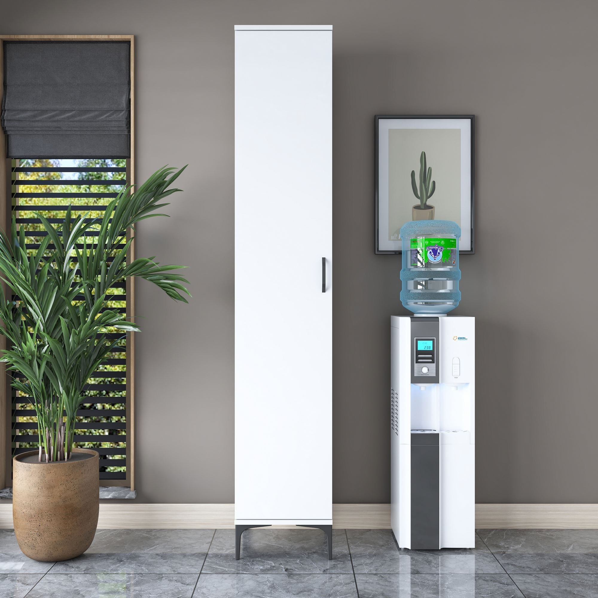 Dulap JE250, 40 x 218,6 x 45 cm, alb, PAL, spatiu de depozitare, fixare pe perete — imaginea 3